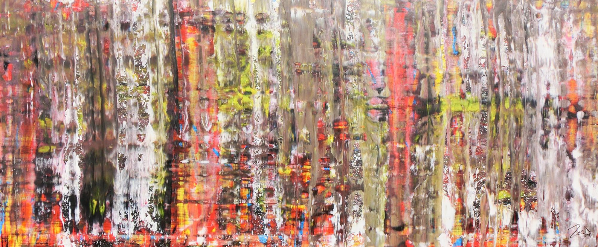 Abstraktes Acrylbild modern bunt weiß hell 