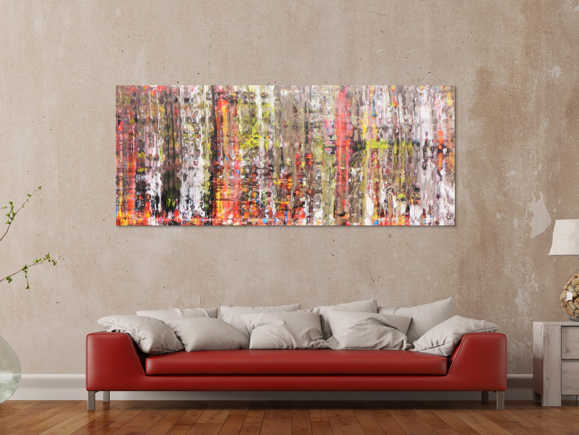 Abstraktes Acrylbild modern bunt weiß hell 