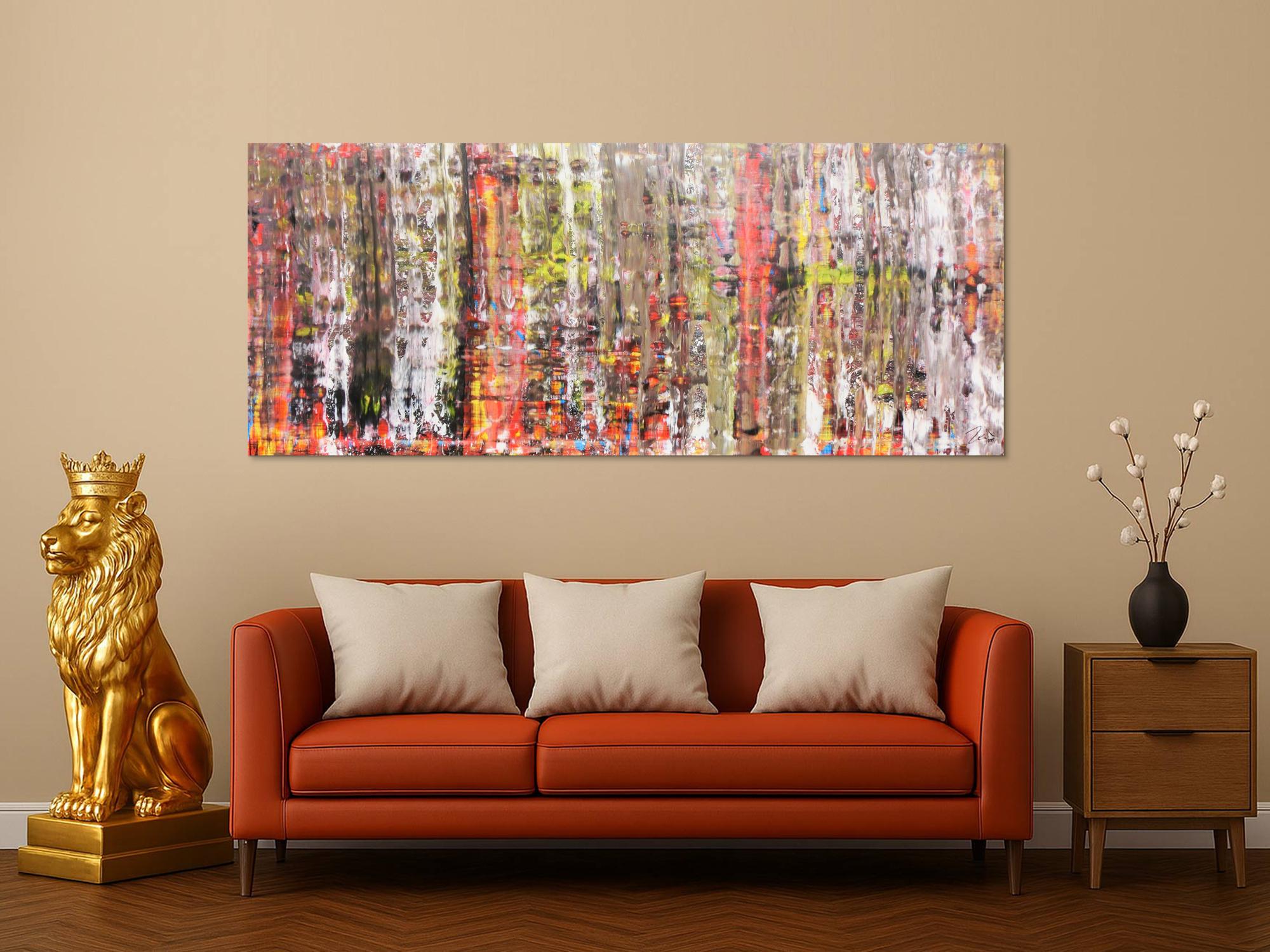 Abstraktes Acrylbild modern bunt weiß hell 