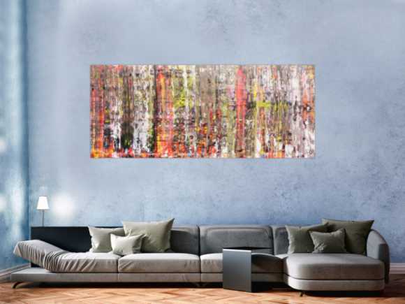 Abstraktes Acrylbild modern bunt weiß hell 