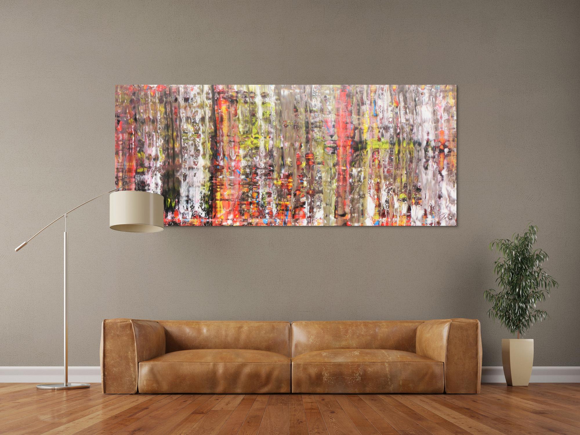 Abstraktes Acrylbild modern bunt weiß hell 