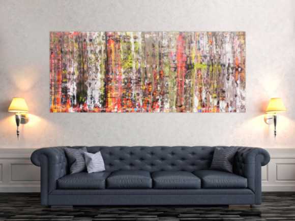 Abstraktes Acrylbild modern bunt weiß hell 