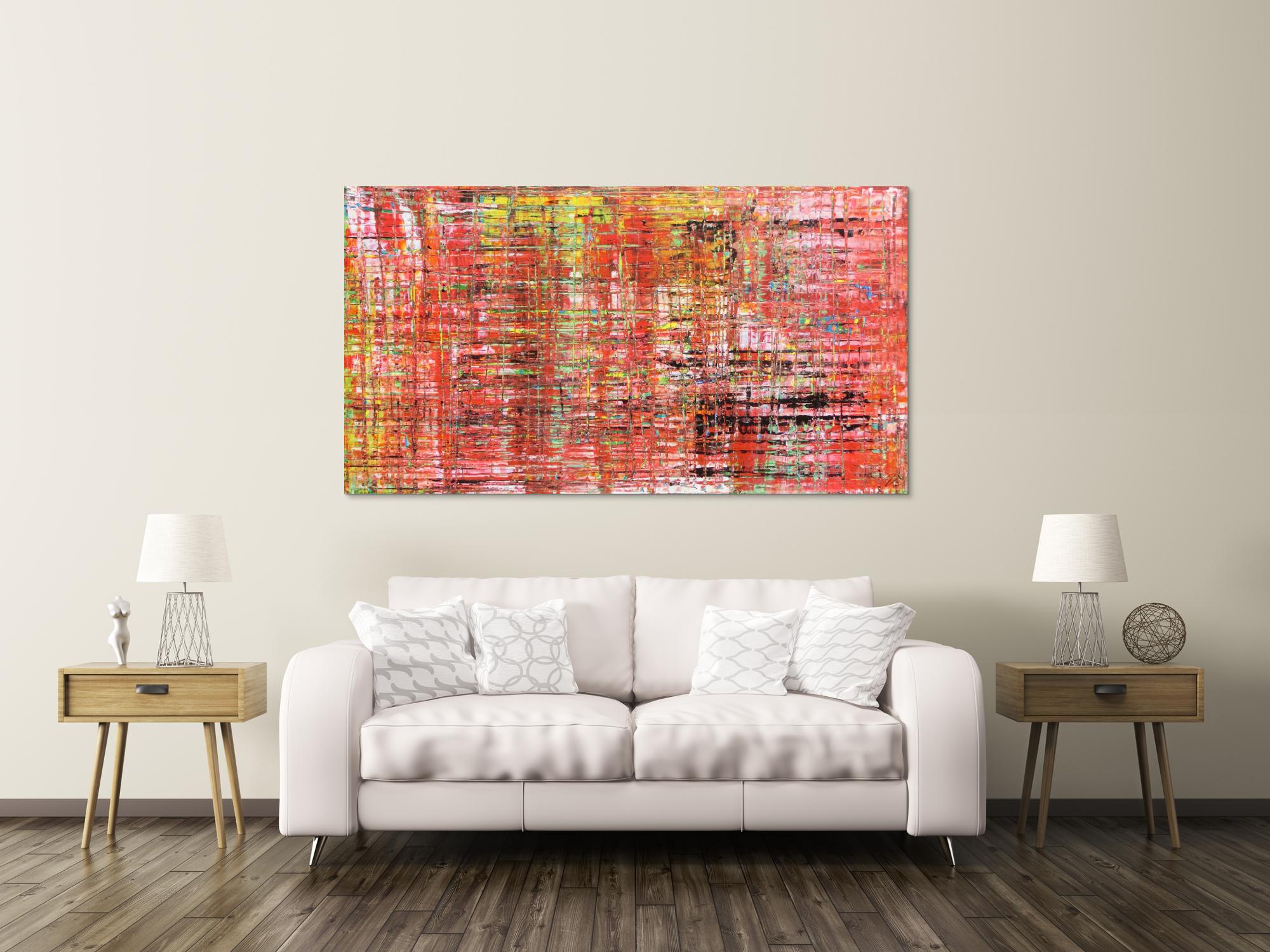 Modernes abstraktes Acrlbild Spachteltechnik rot