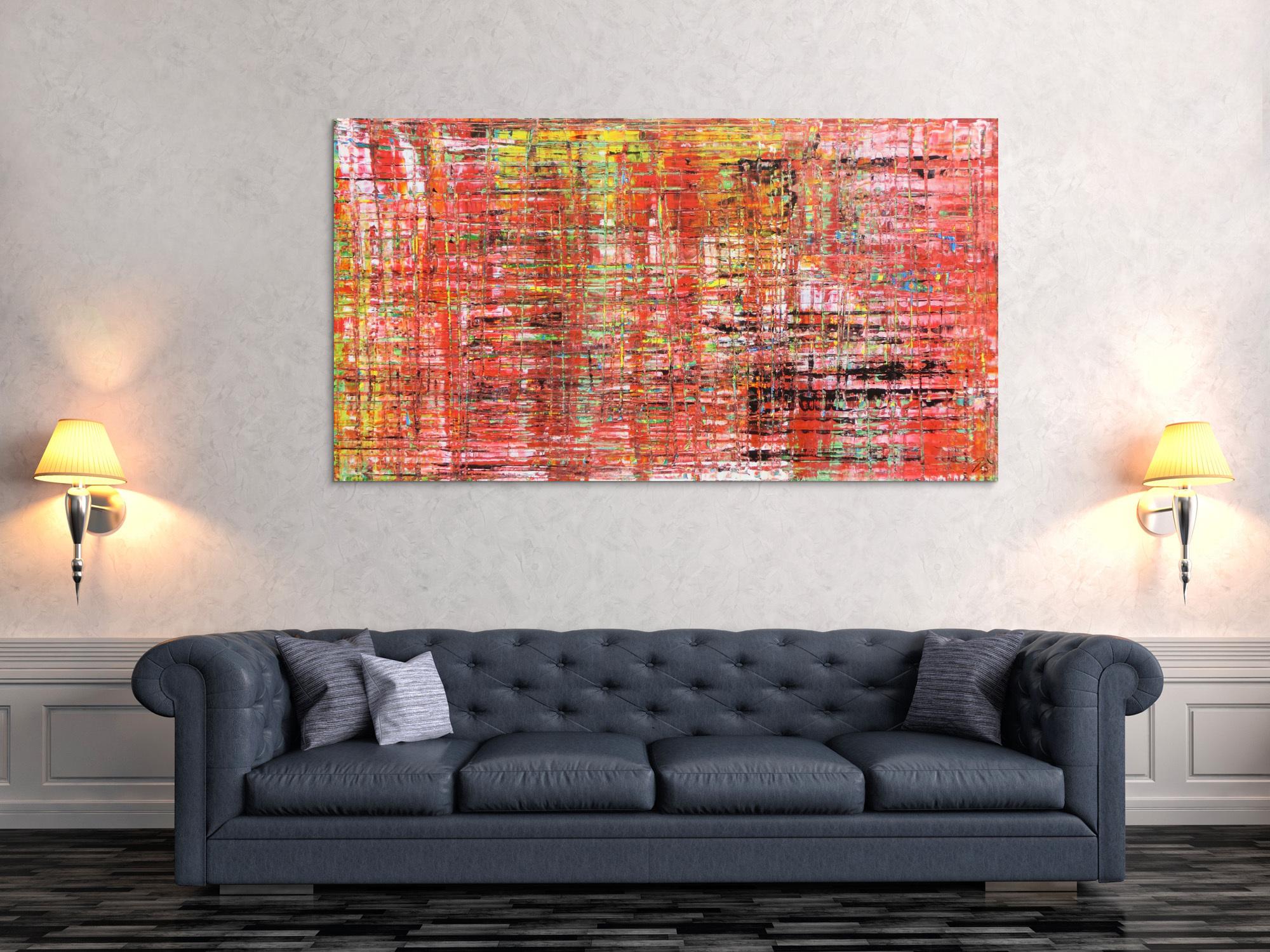 Modernes abstraktes Acrlbild Spachteltechnik rot