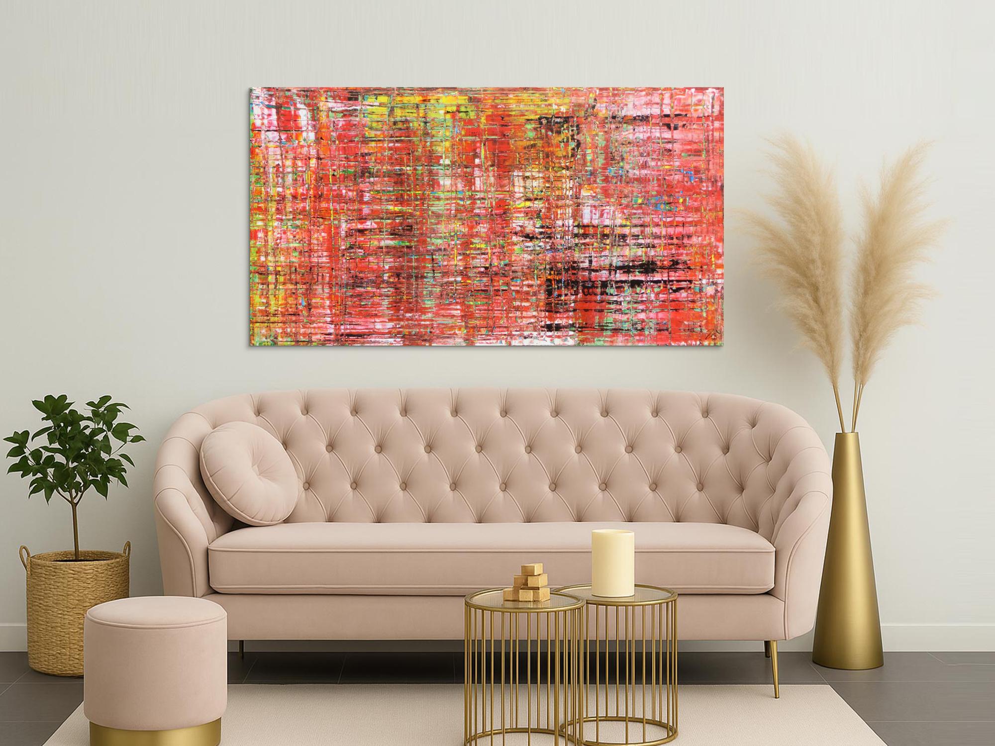 Modernes abstraktes Acrlbild Spachteltechnik rot