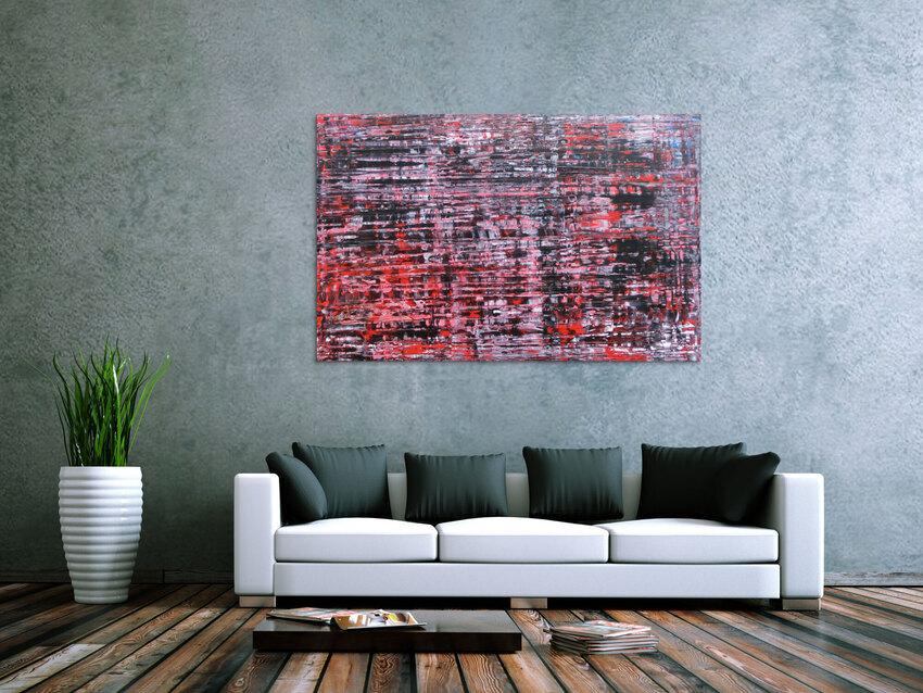 Modernes Acrylbild groß schwarz rot