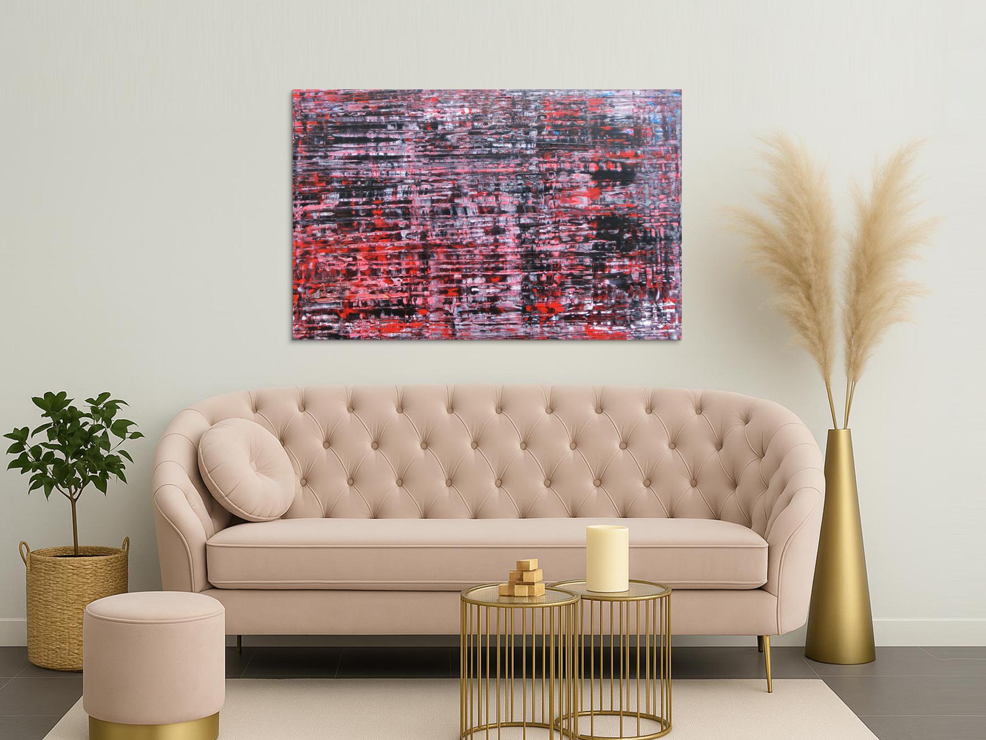 Modernes Acrylbild groß schwarz rot