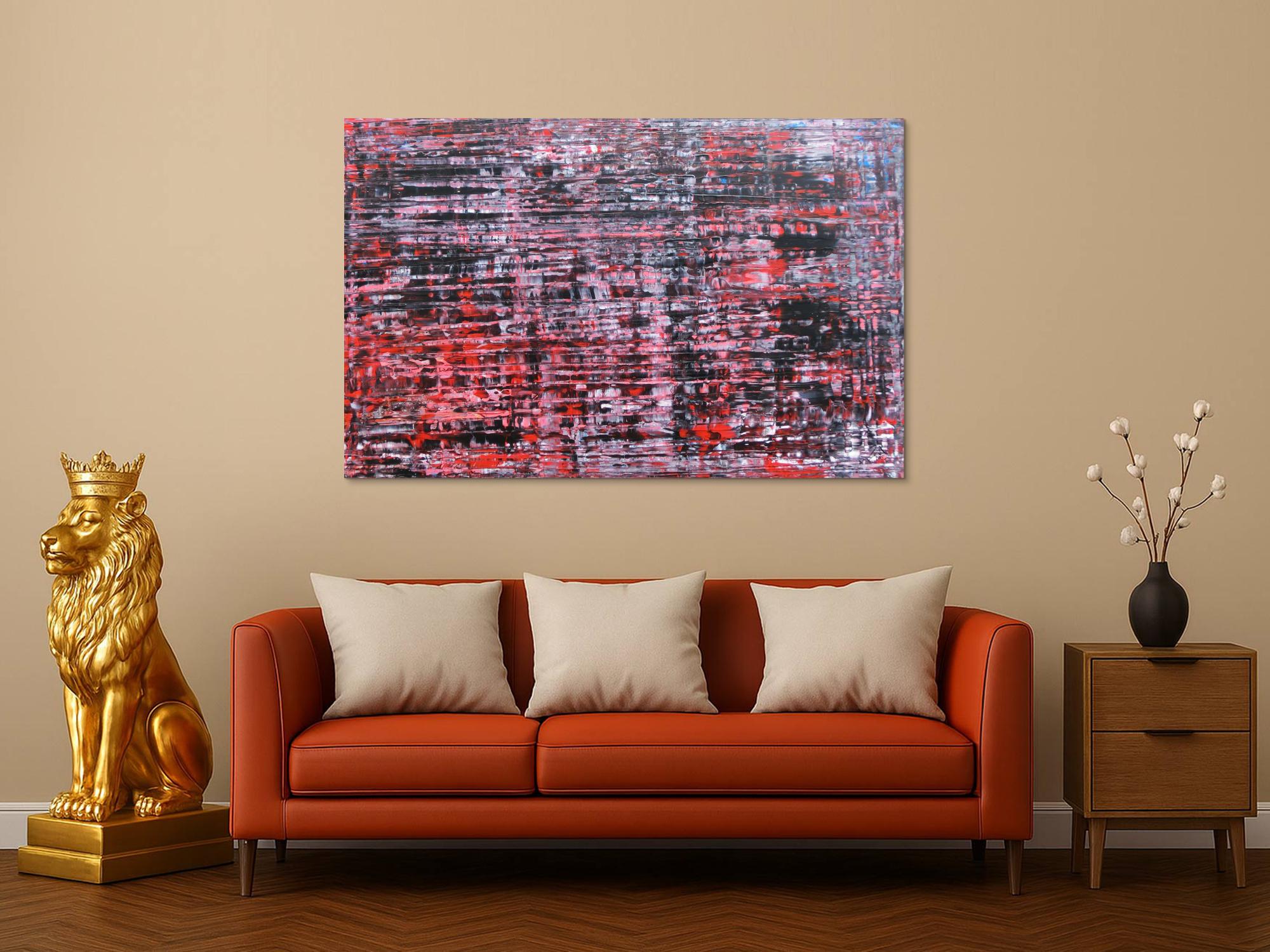 Modernes Acrylbild groß schwarz rot