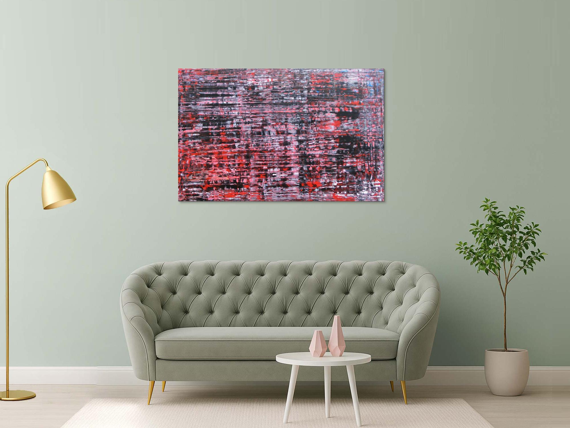 Modernes Acrylbild groß schwarz rot