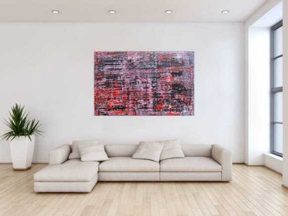 Modernes Acrylbild groß schwarz rot