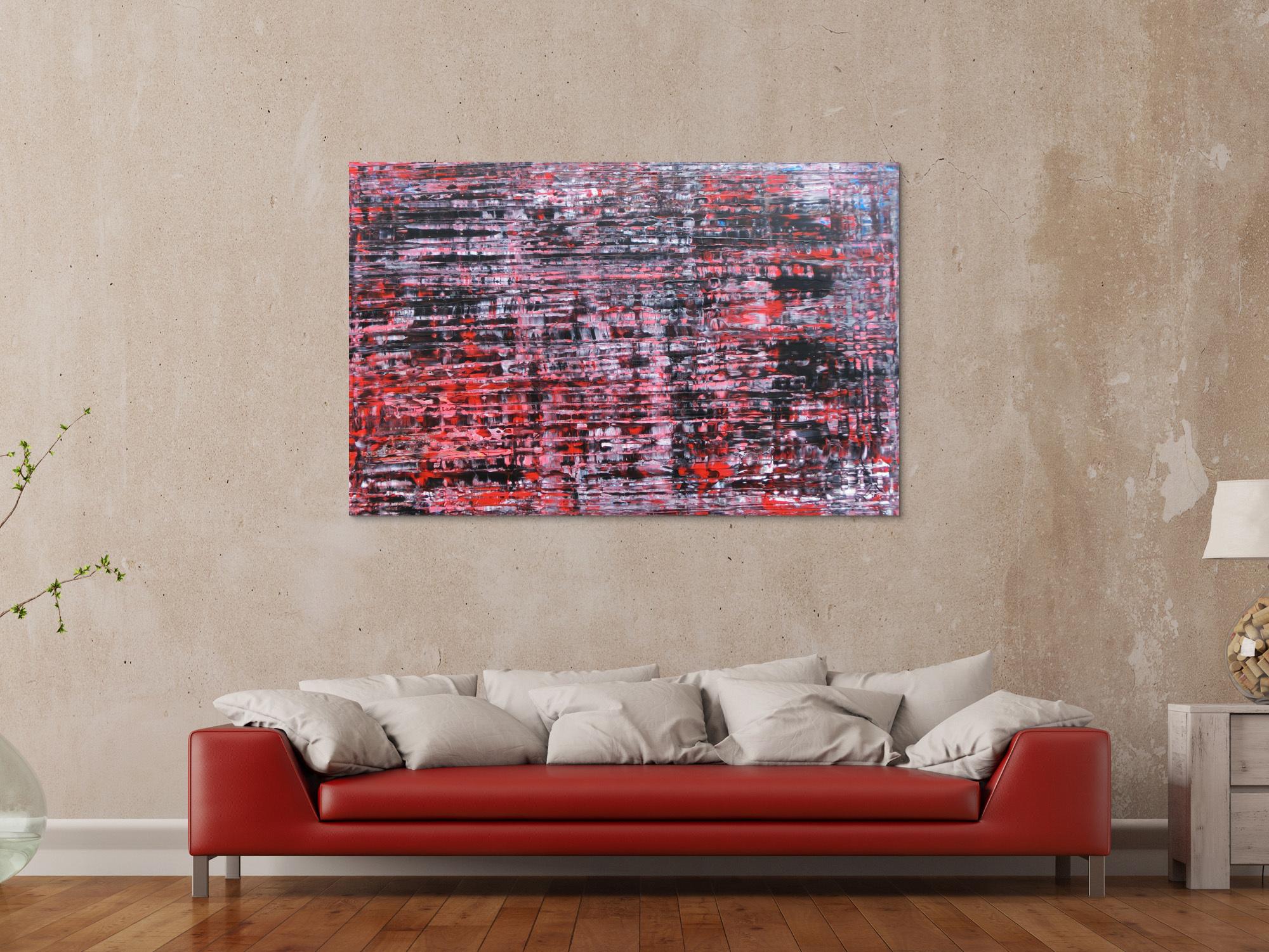 Modernes Acrylbild groß schwarz rot