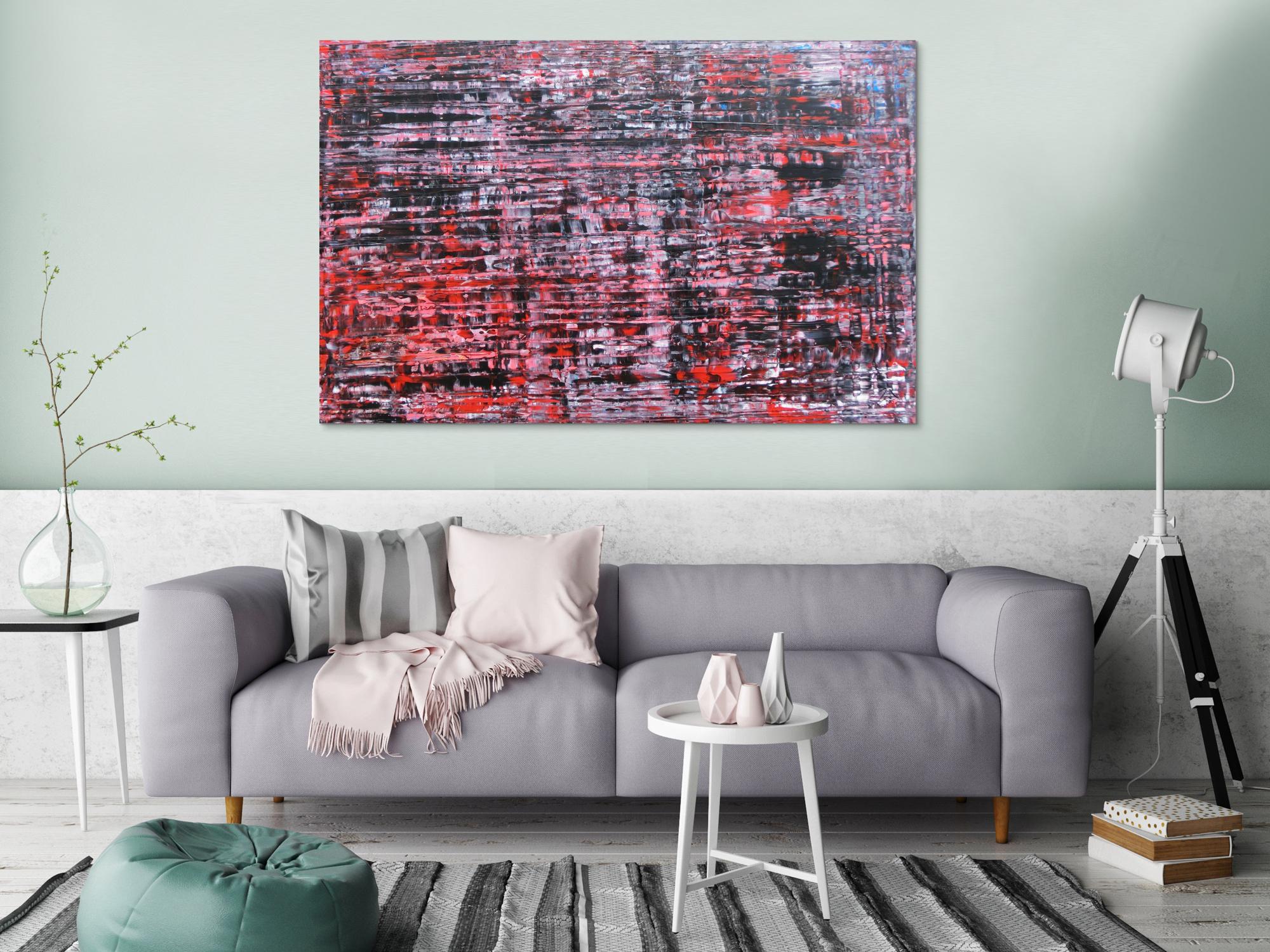 Modernes Acrylbild groß schwarz rot