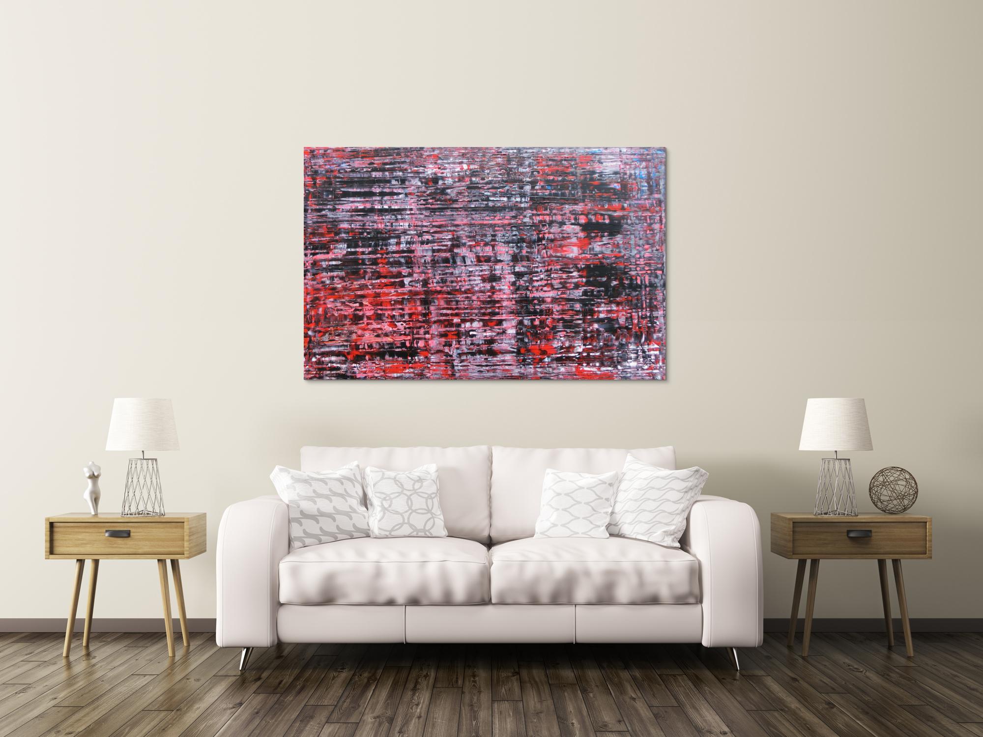 Modernes Acrylbild groß schwarz rot