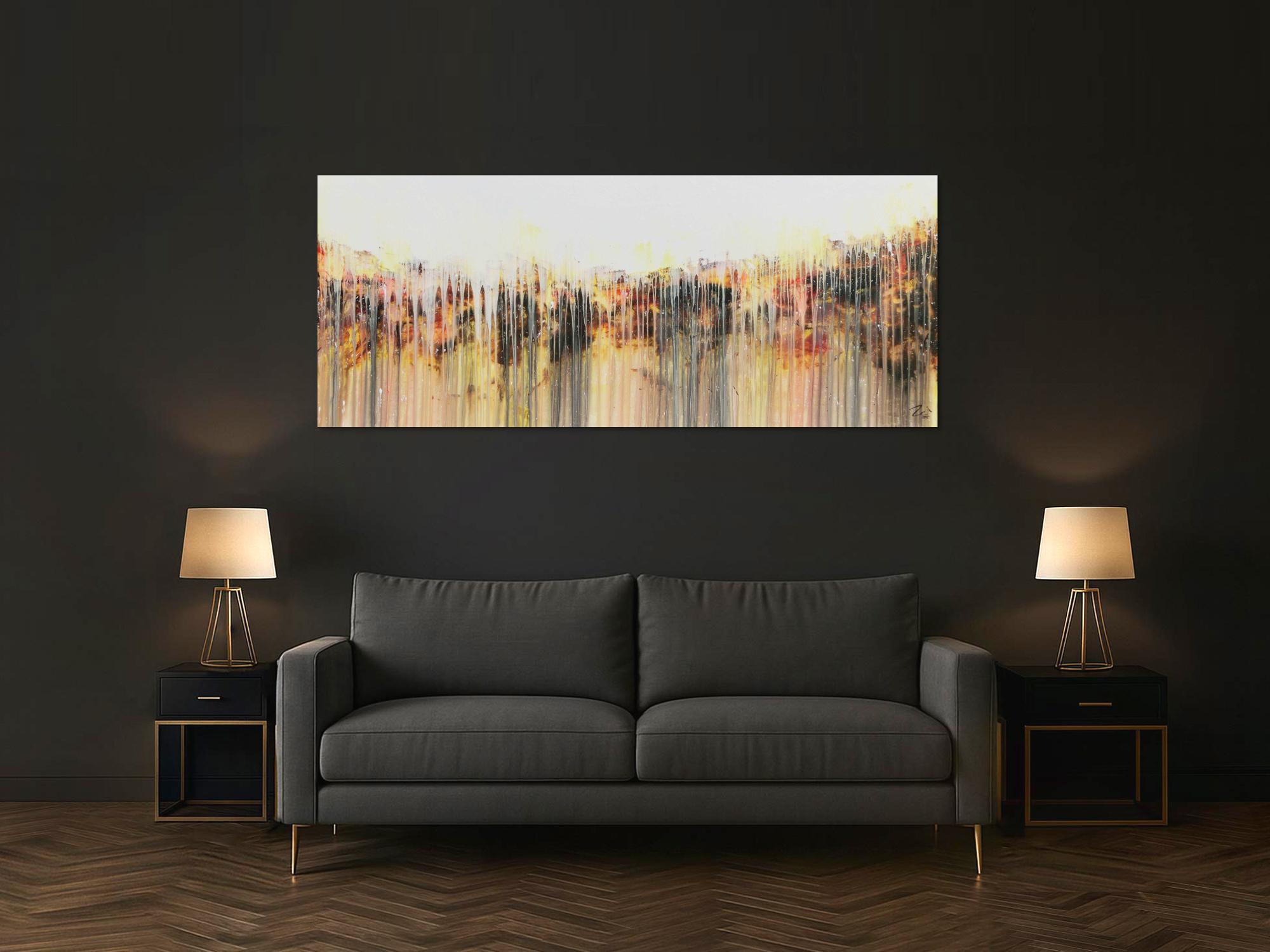 Abstraktes Acrylbild modern weiß hell schlicht