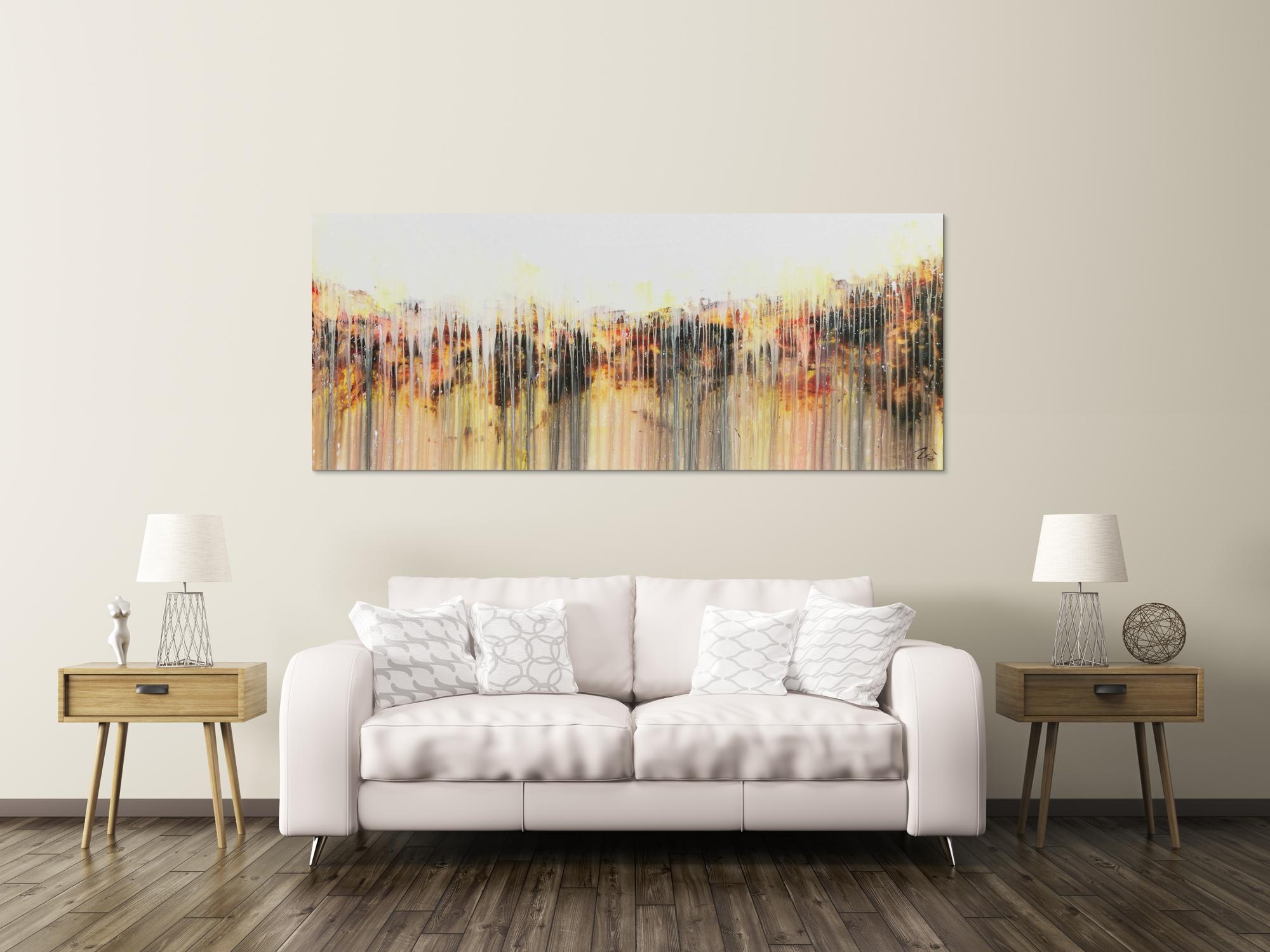 Abstraktes Acrylbild modern weiß hell schlicht