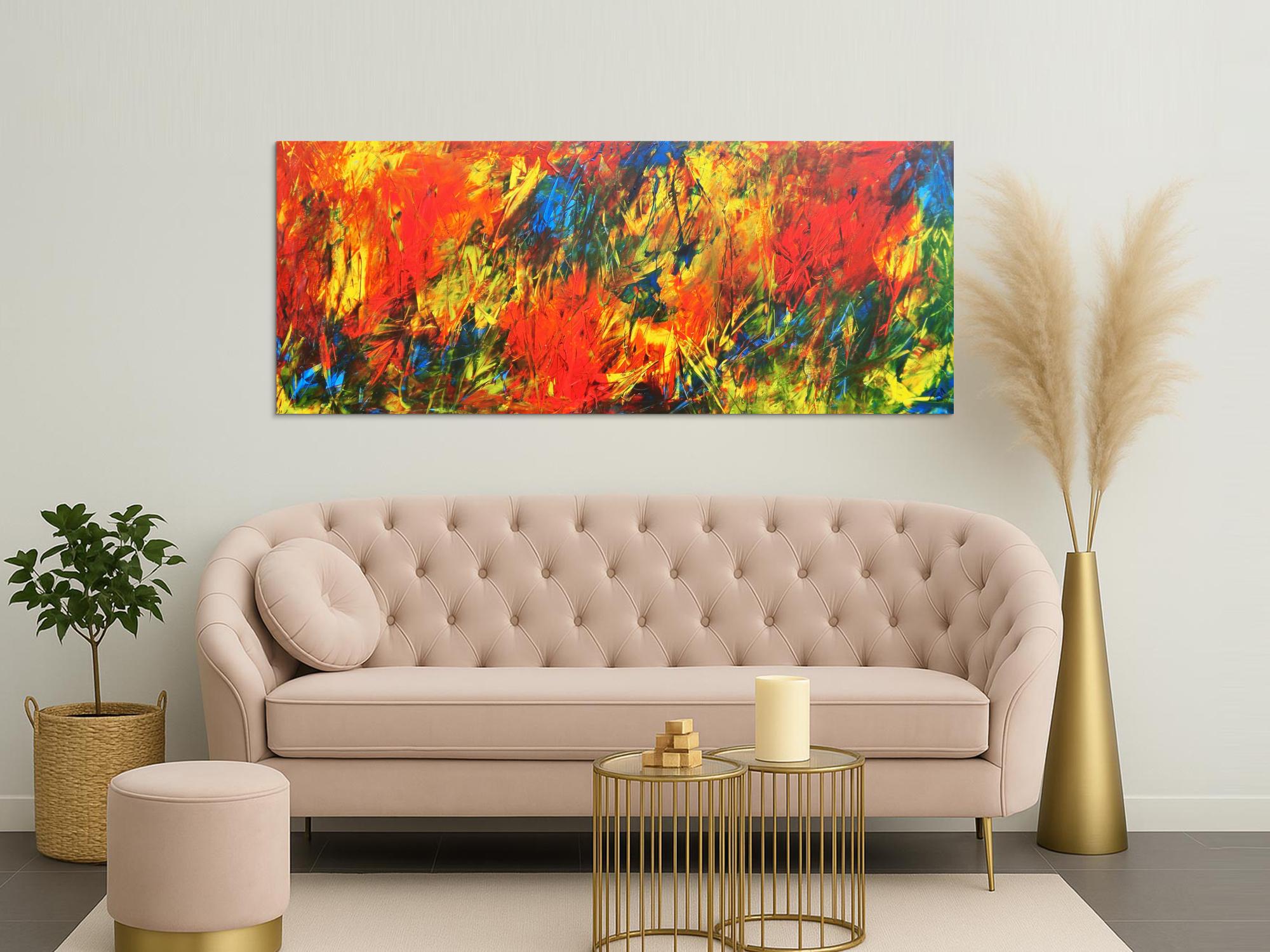 Sehr buntes abstraktes Acrylbild viele Farben modern