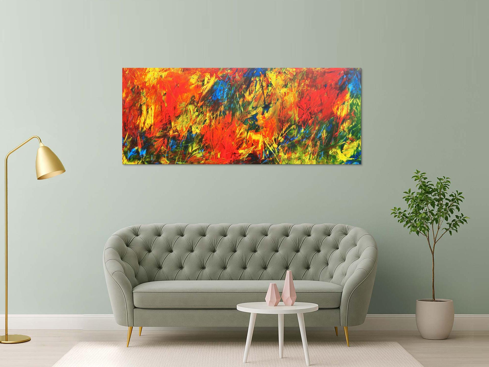 Sehr buntes abstraktes Acrylbild viele Farben modern