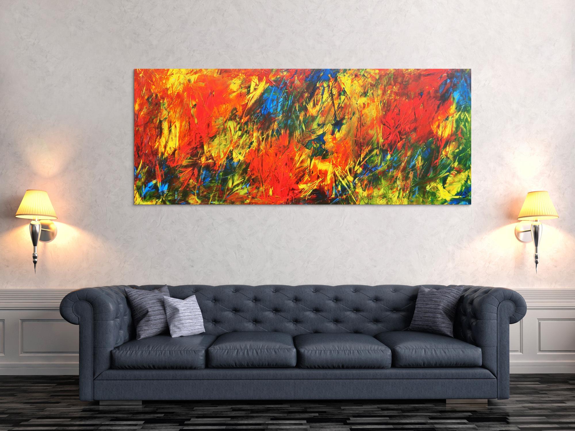 Sehr buntes abstraktes Acrylbild viele Farben modern