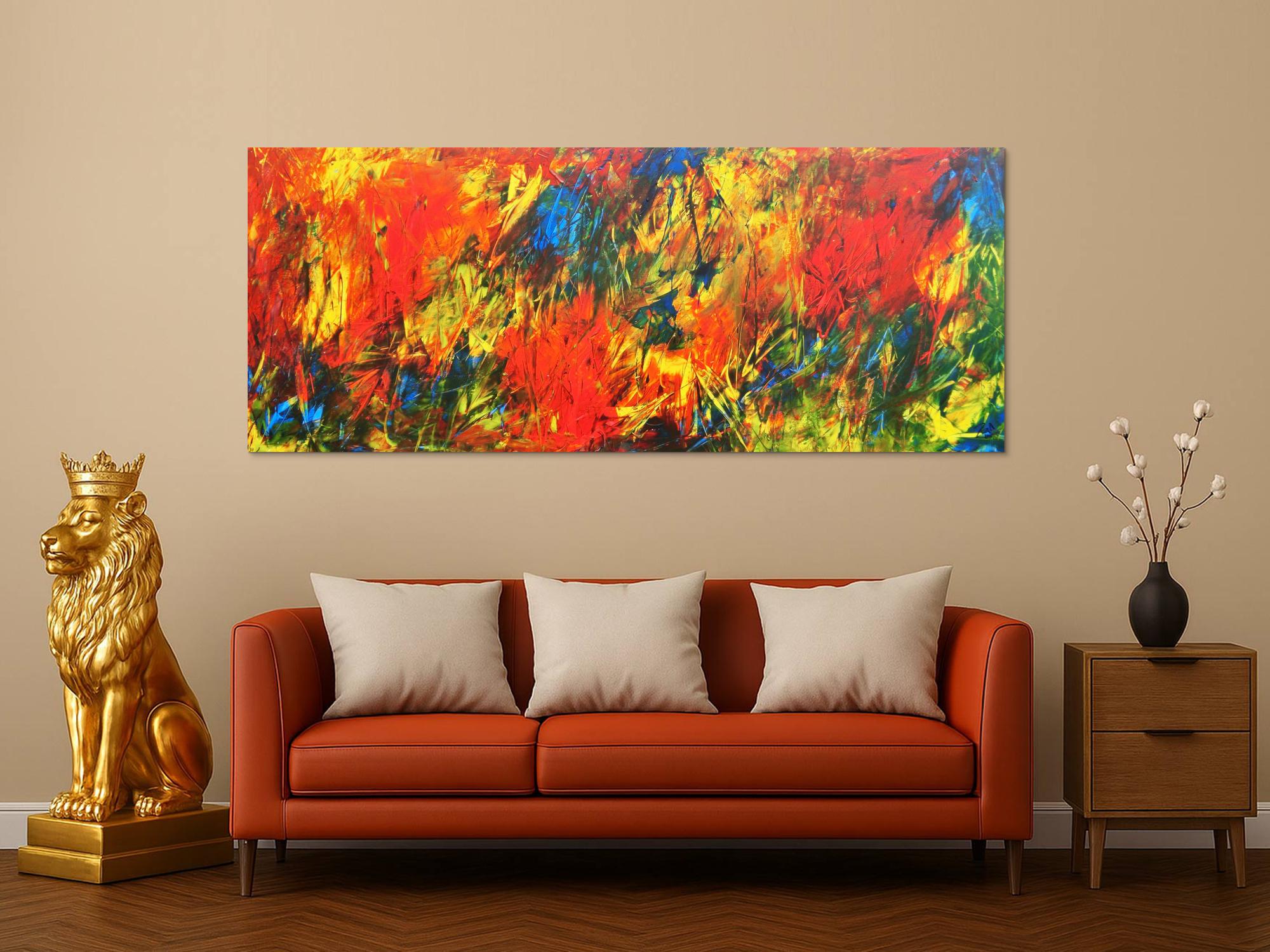 Sehr buntes abstraktes Acrylbild viele Farben modern