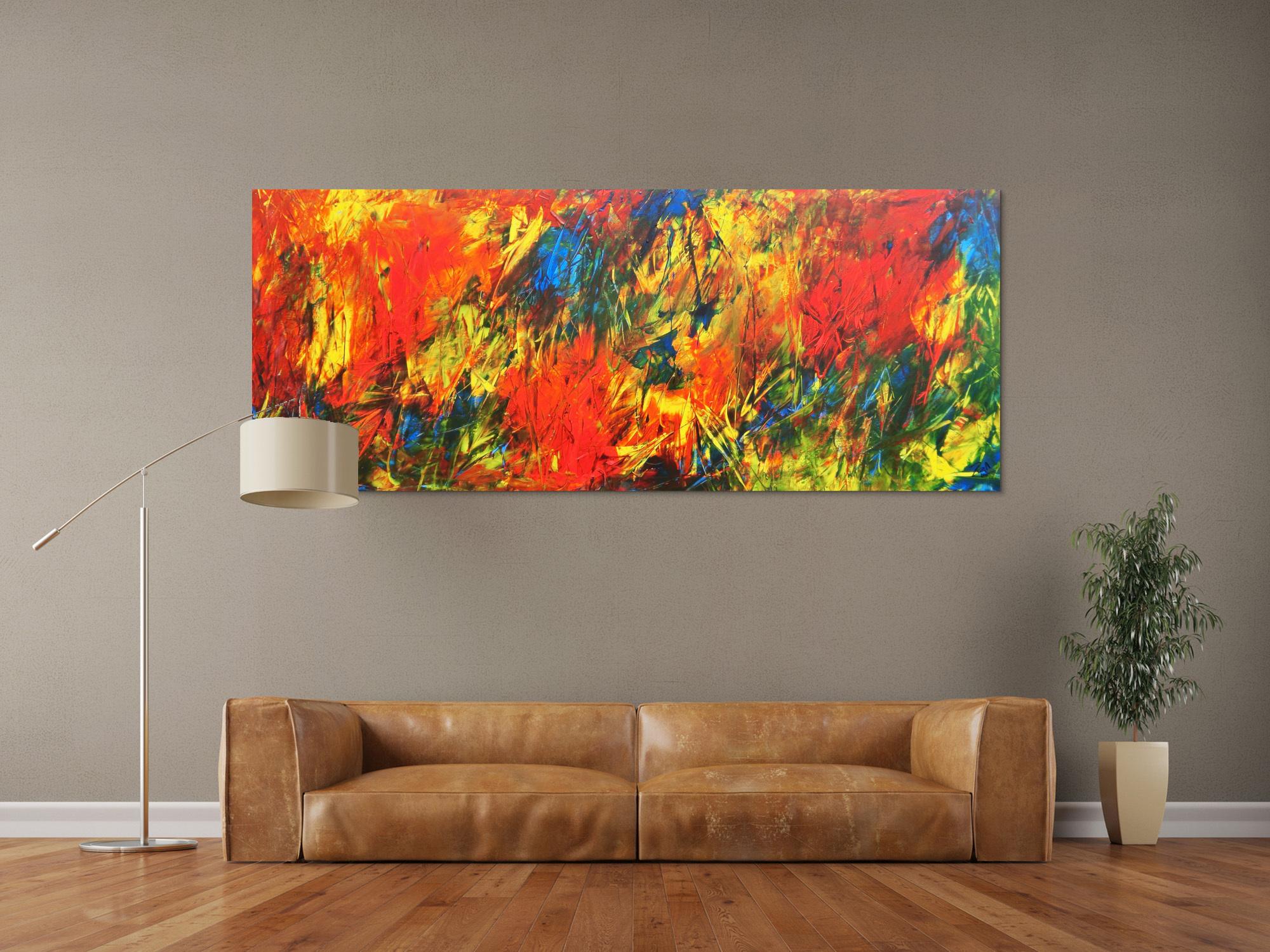 Sehr buntes abstraktes Acrylbild viele Farben modern