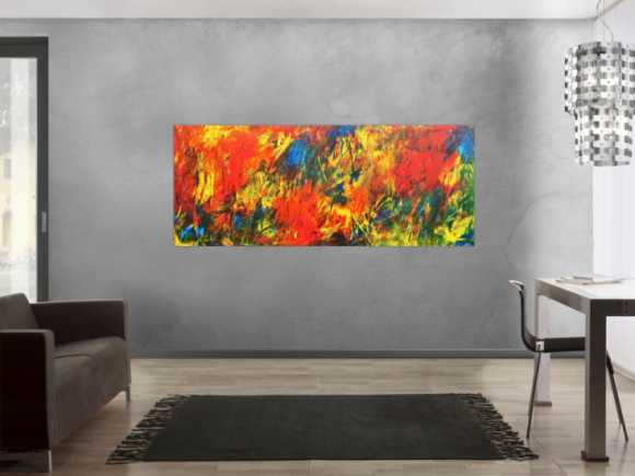 Sehr buntes abstraktes Acrylbild viele Farben modern