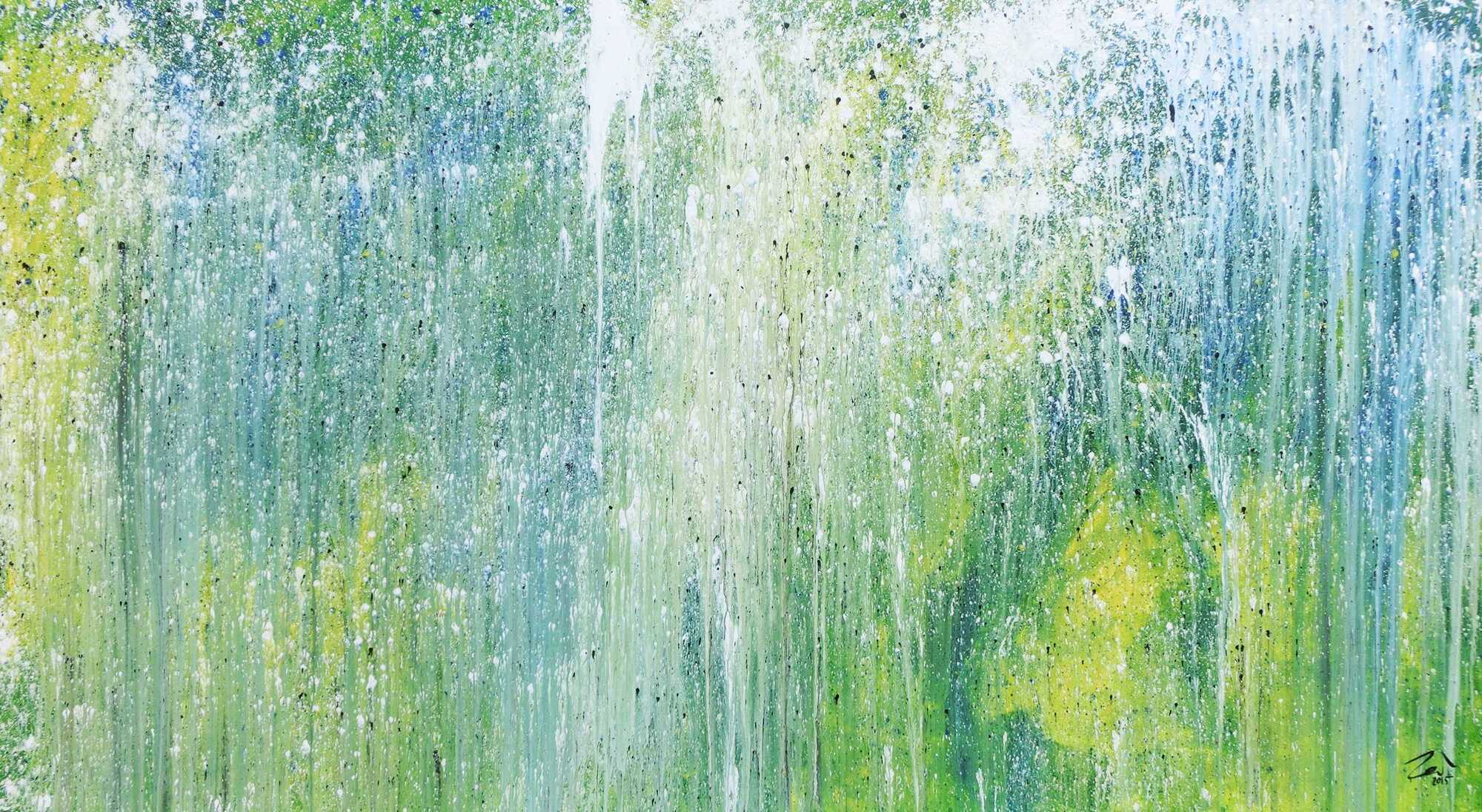 Sehr modernes Acrylbild abstrakt blau grün türkis