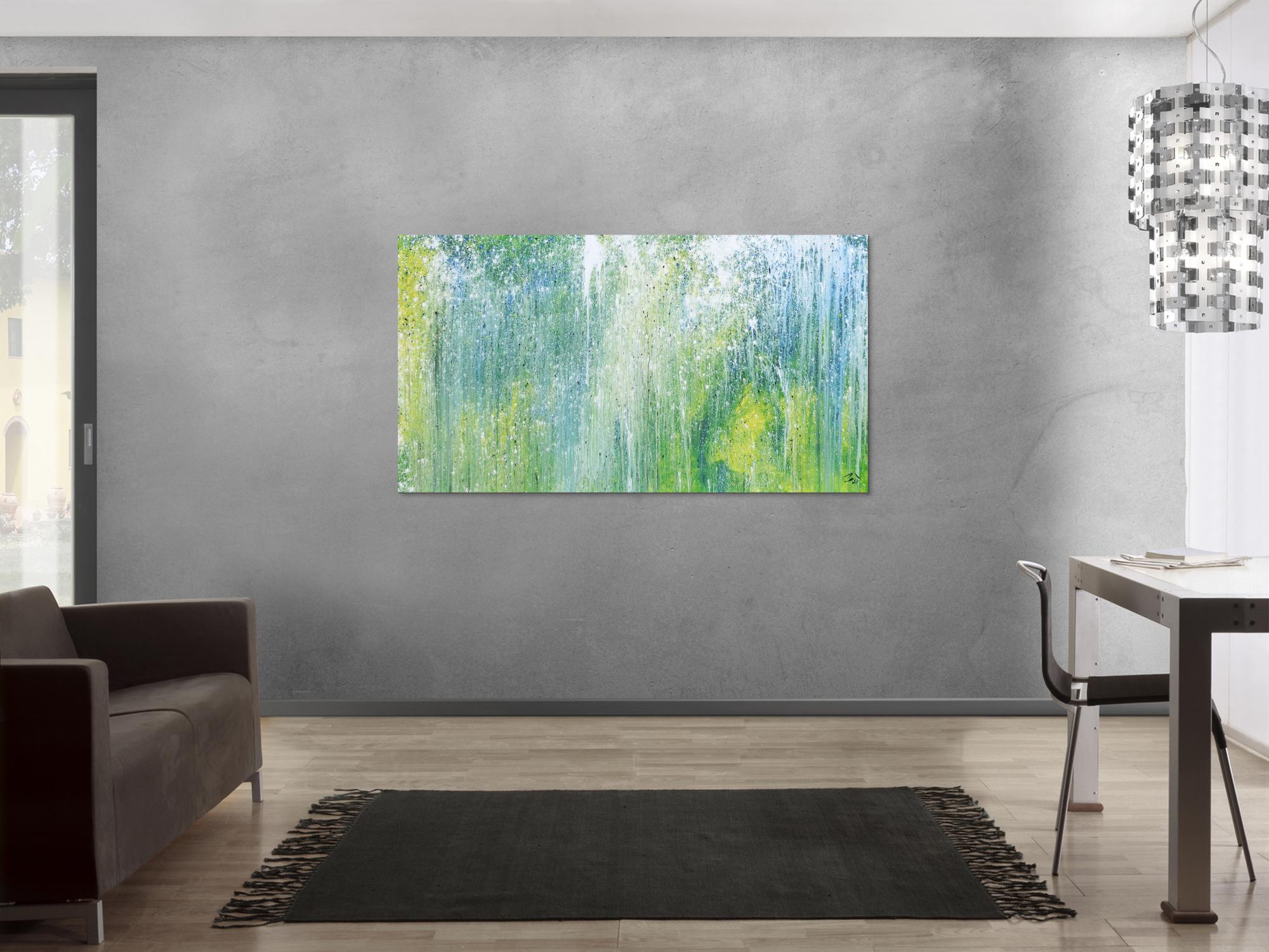 Sehr modernes Acrylbild abstrakt blau grün türkis