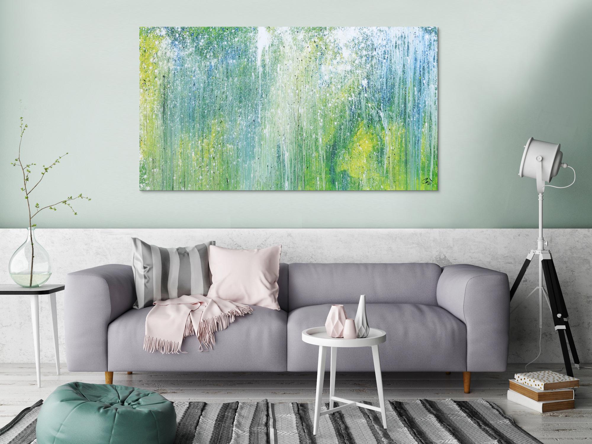 Sehr modernes Acrylbild abstrakt blau grün türkis