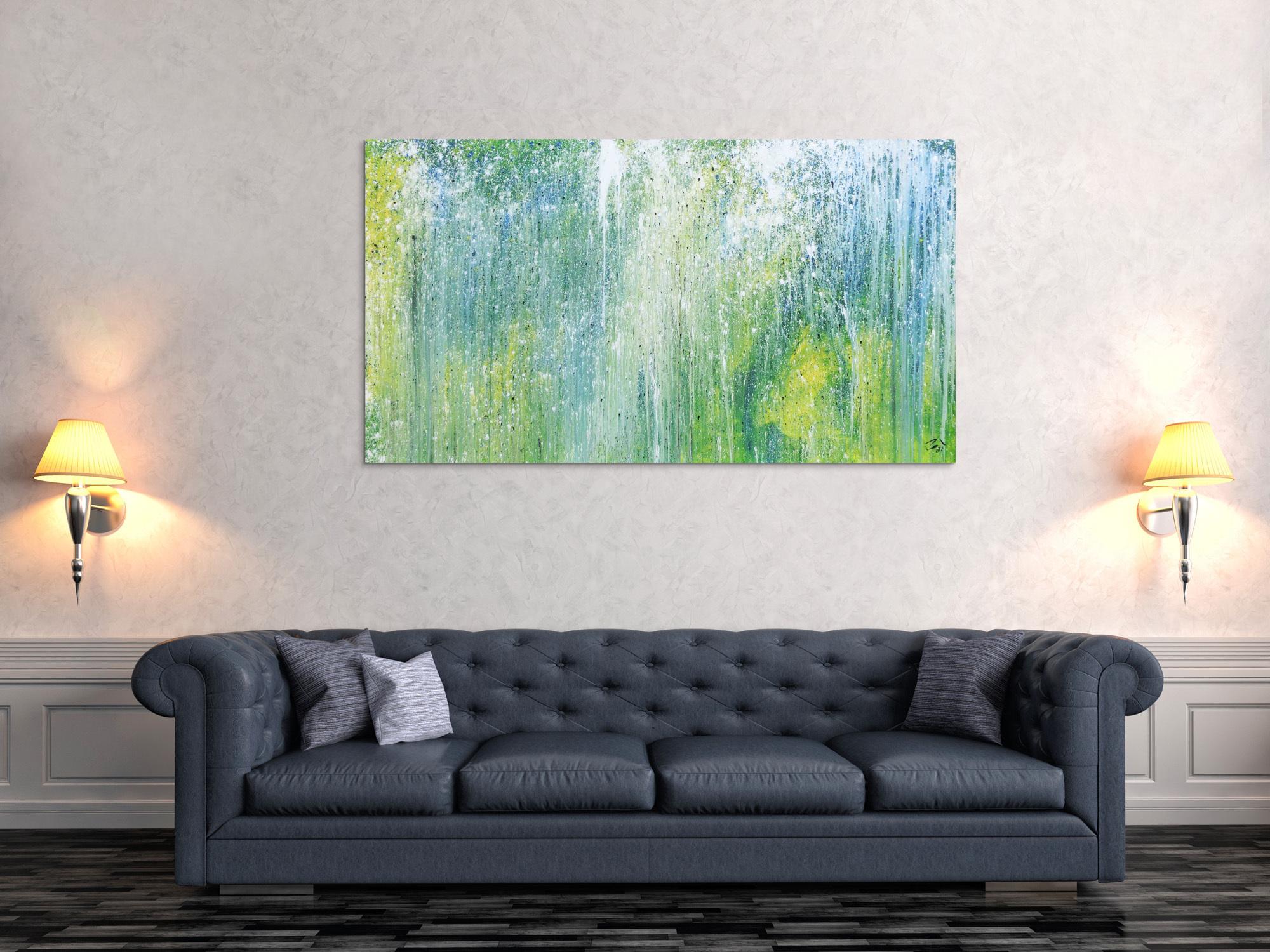 Sehr modernes Acrylbild abstrakt blau grün türkis