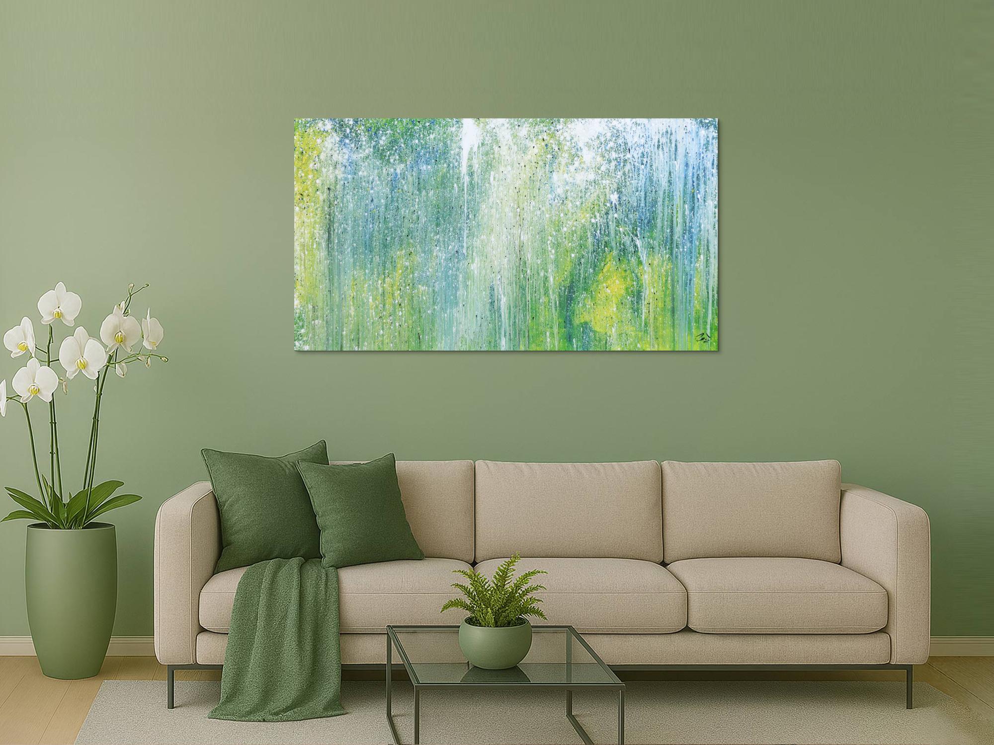 Sehr modernes Acrylbild abstrakt blau grün türkis