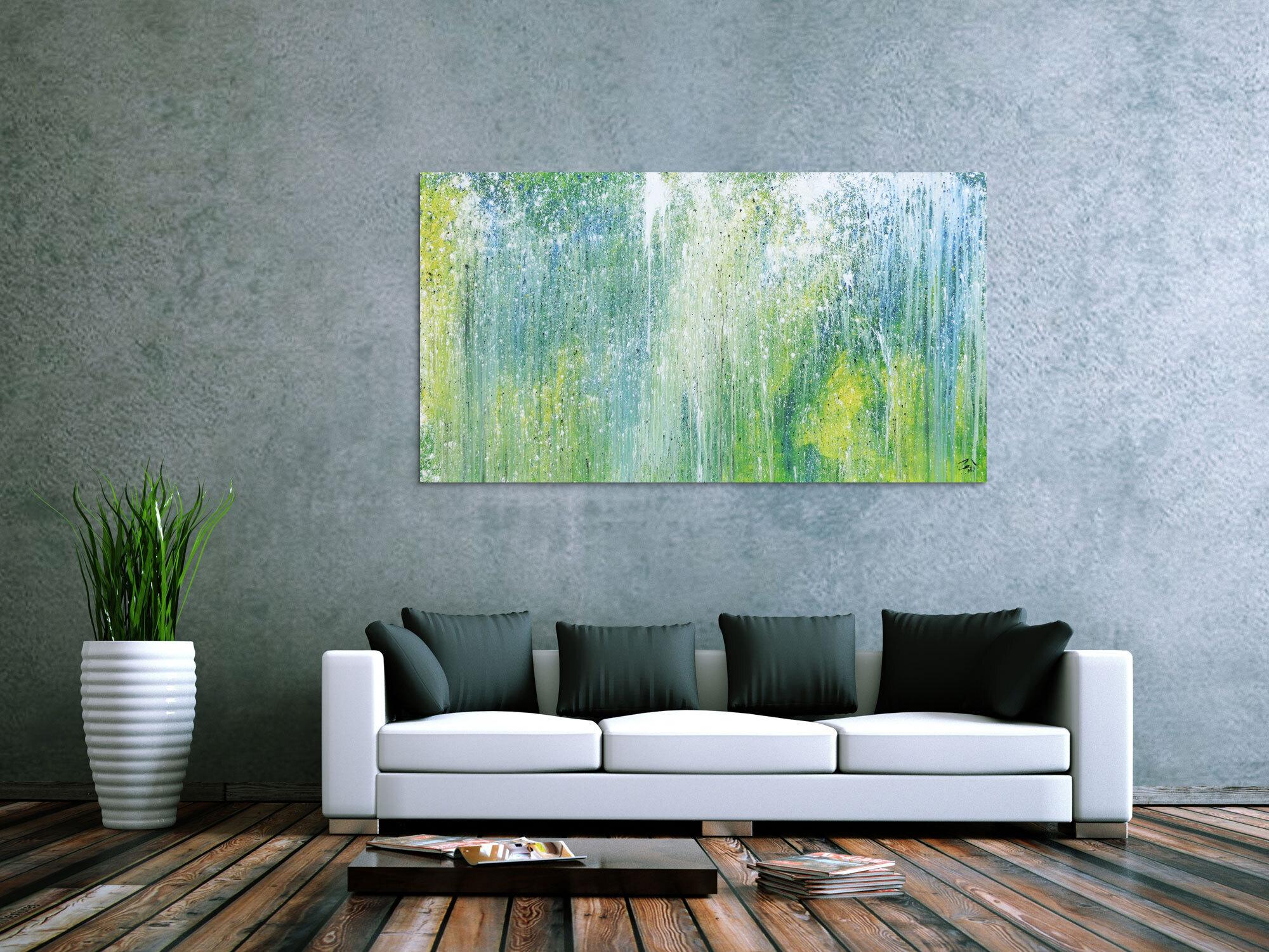 Sehr modernes Acrylbild abstrakt blau grün türkis