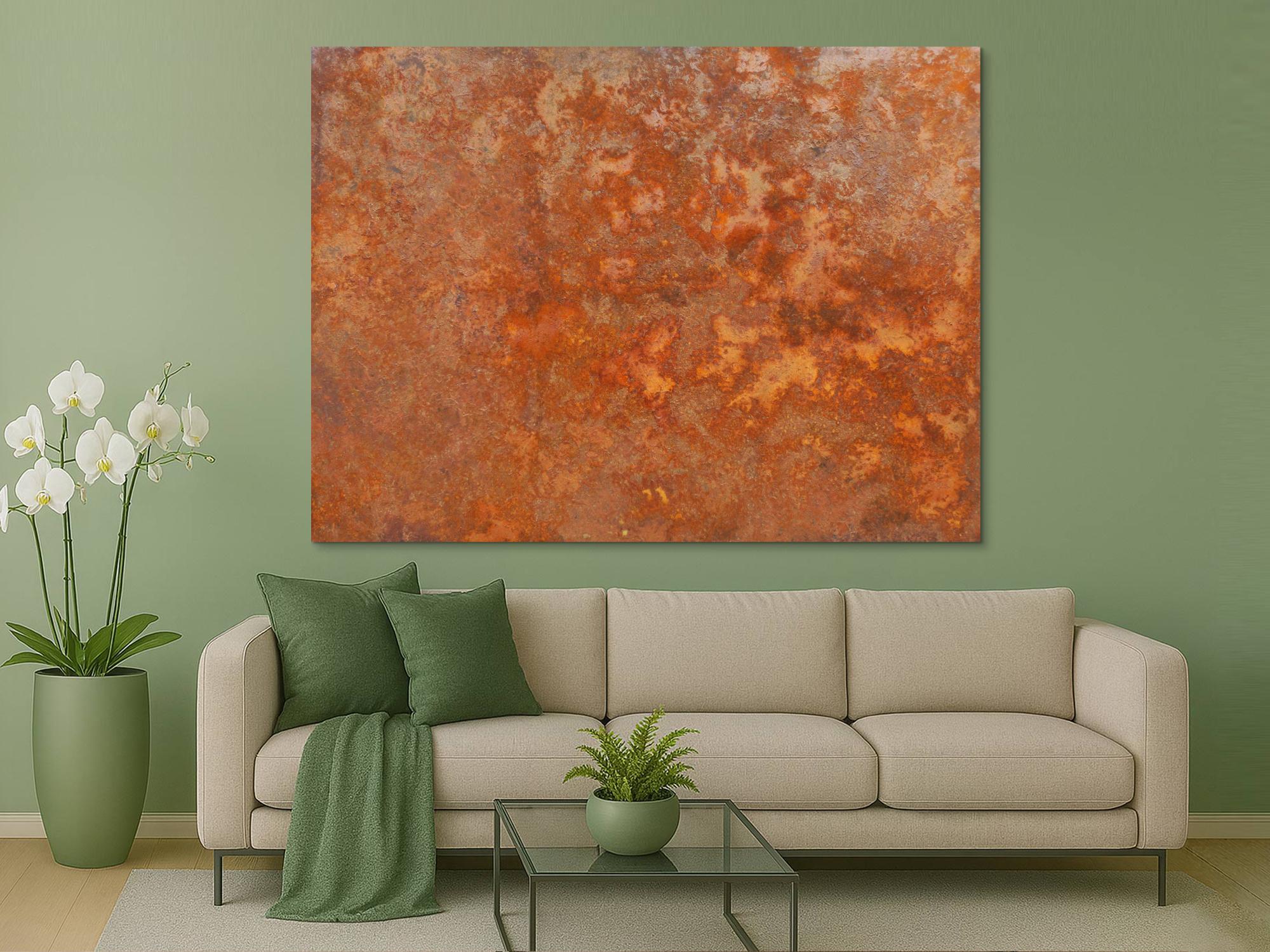 Abstraktes Acrylbild aus echtem Rost