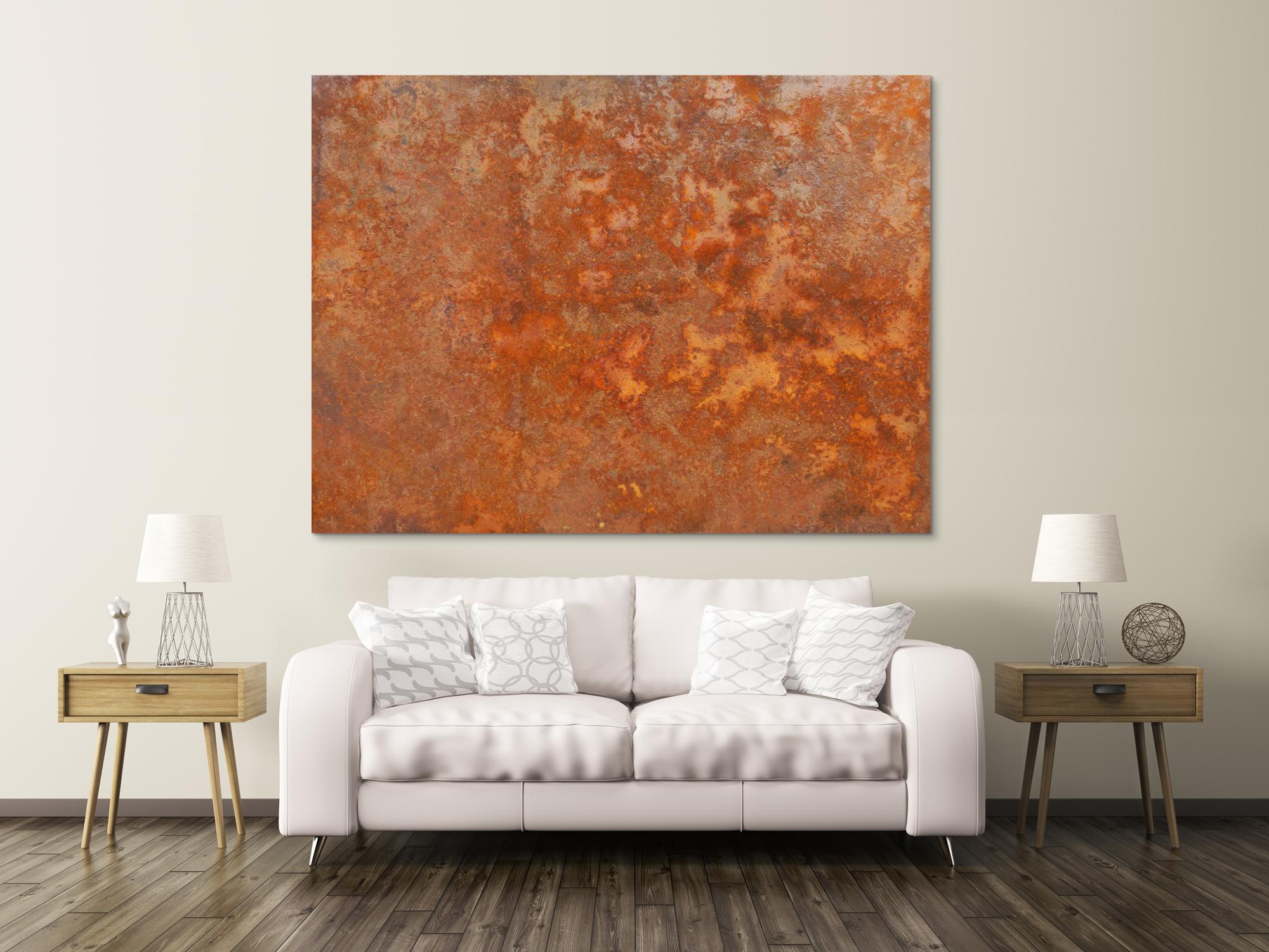 Abstraktes Acrylbild aus echtem Rost