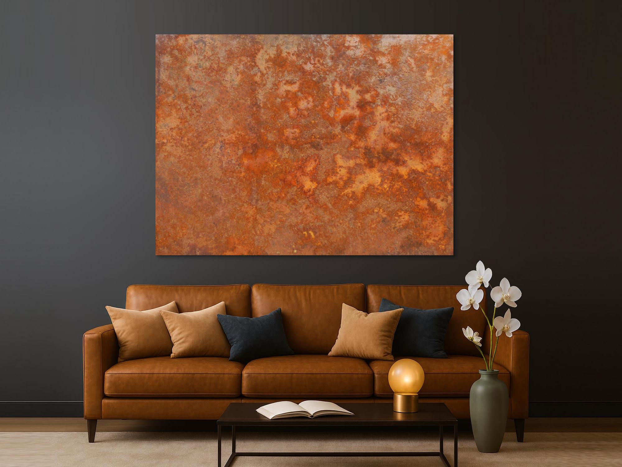 Abstraktes Acrylbild aus echtem Rost