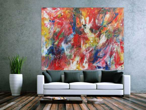 Abstraktesa Acrylbild mit vielen bunten Farben sehr modern