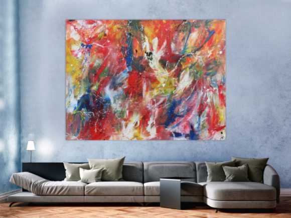 Abstraktesa Acrylbild mit vielen bunten Farben sehr modern