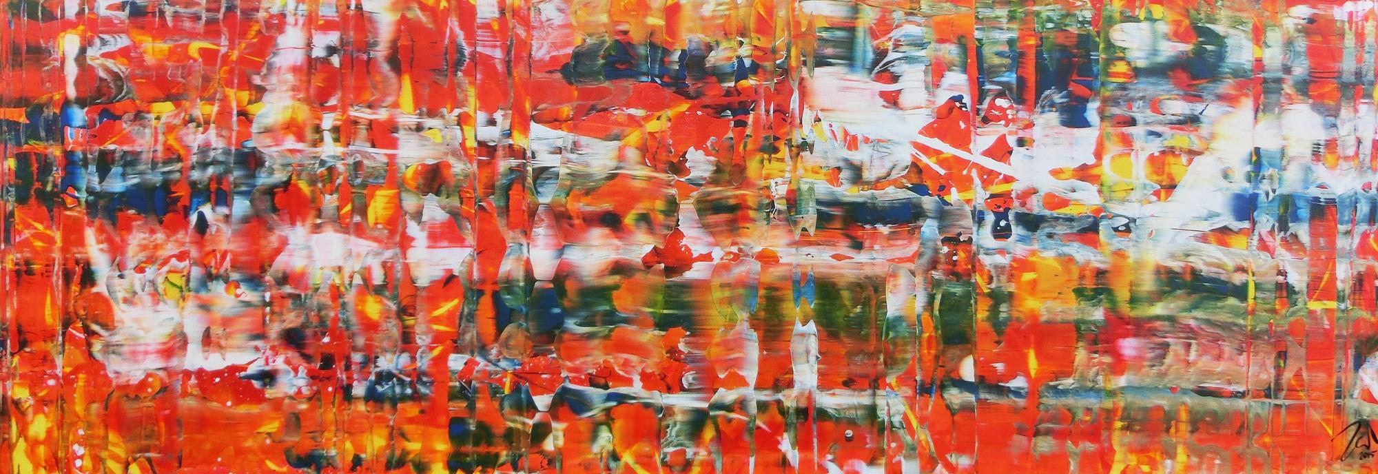 Modernes Acrylgemälde abstrakt in orange