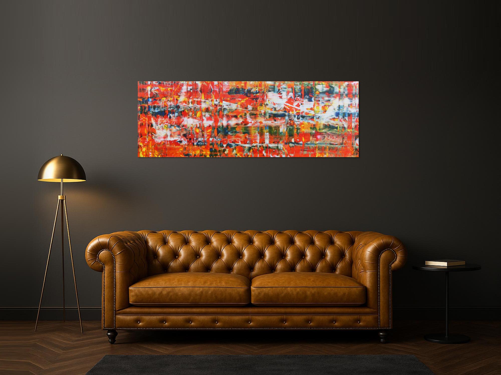 Modernes Acrylgemälde abstrakt in orange