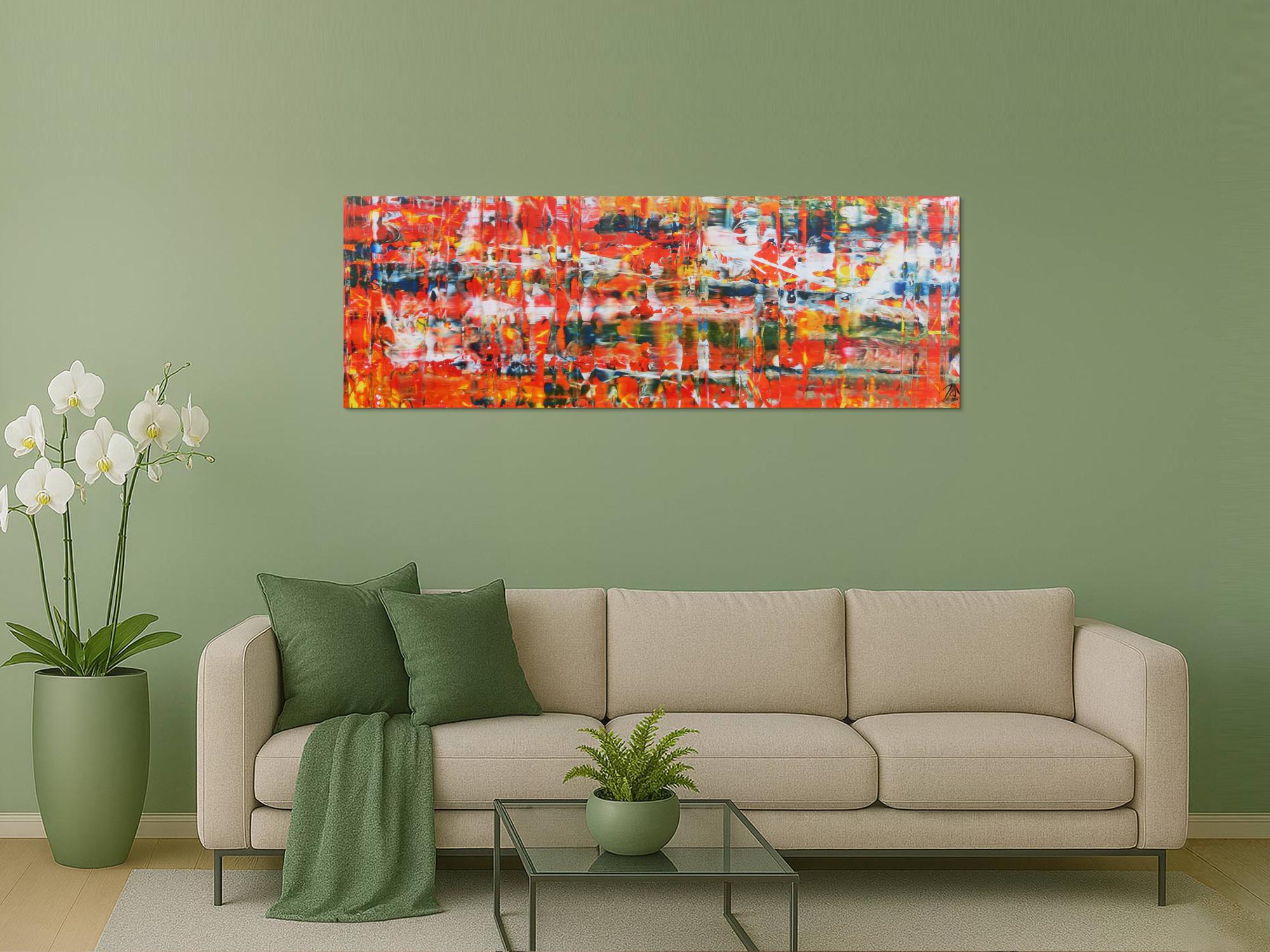 Modernes Acrylgemälde abstrakt in orange