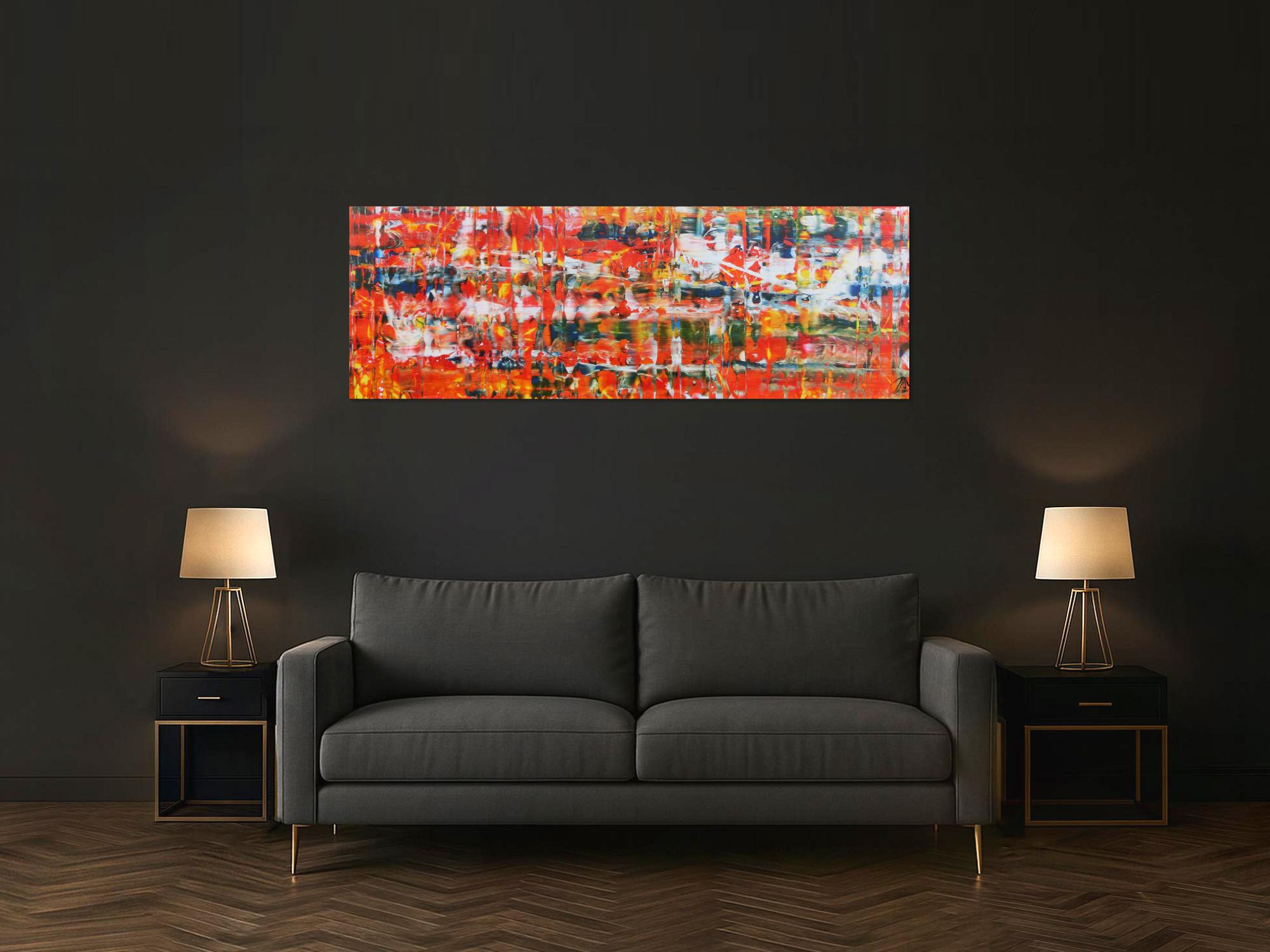 Modernes Acrylgemälde abstrakt in orange