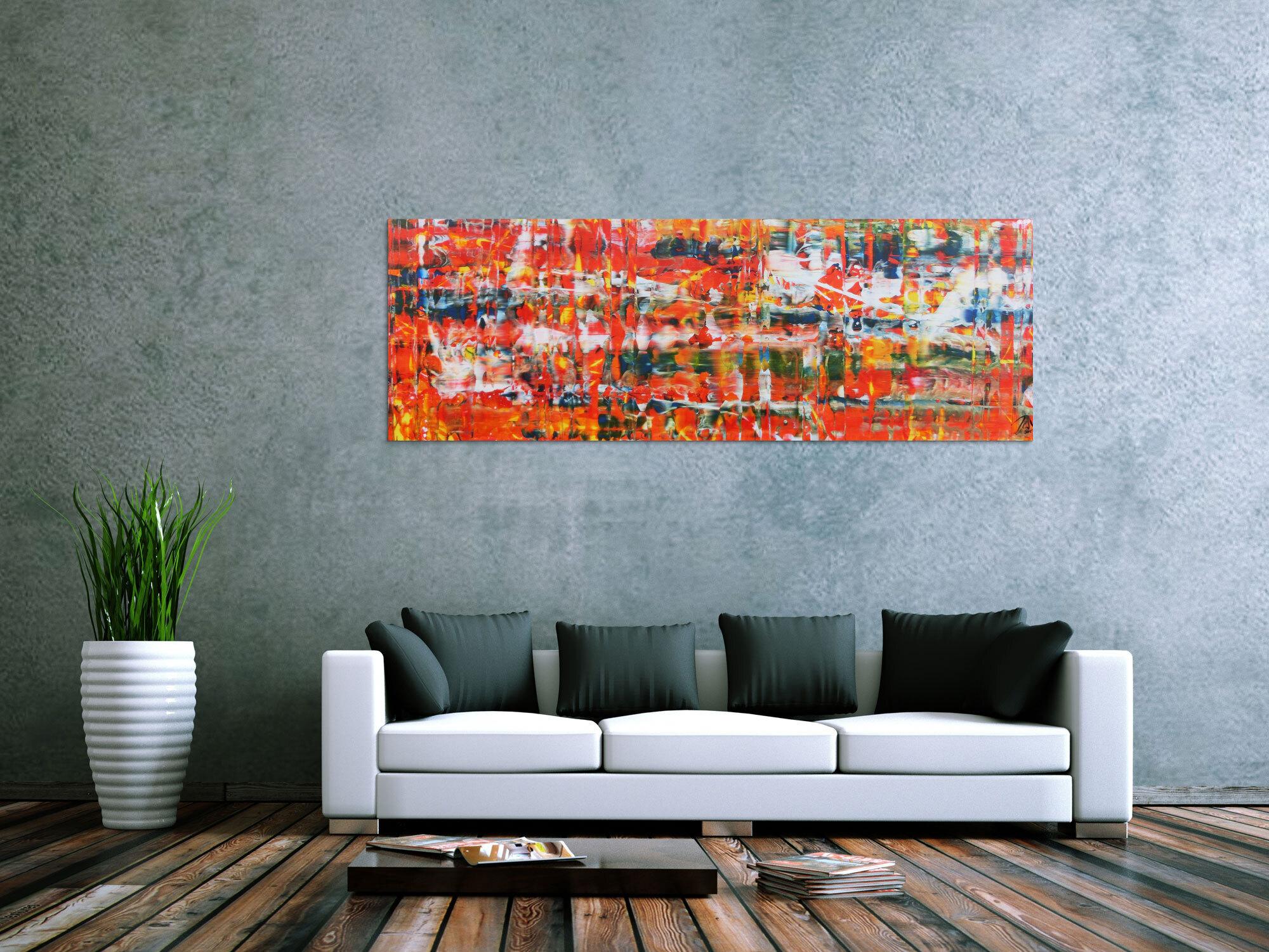 Modernes Acrylgemälde abstrakt in orange