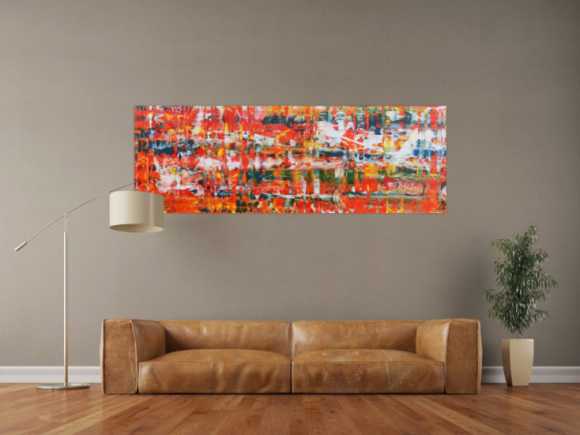 Modernes Acrylgemälde abstrakt in orange