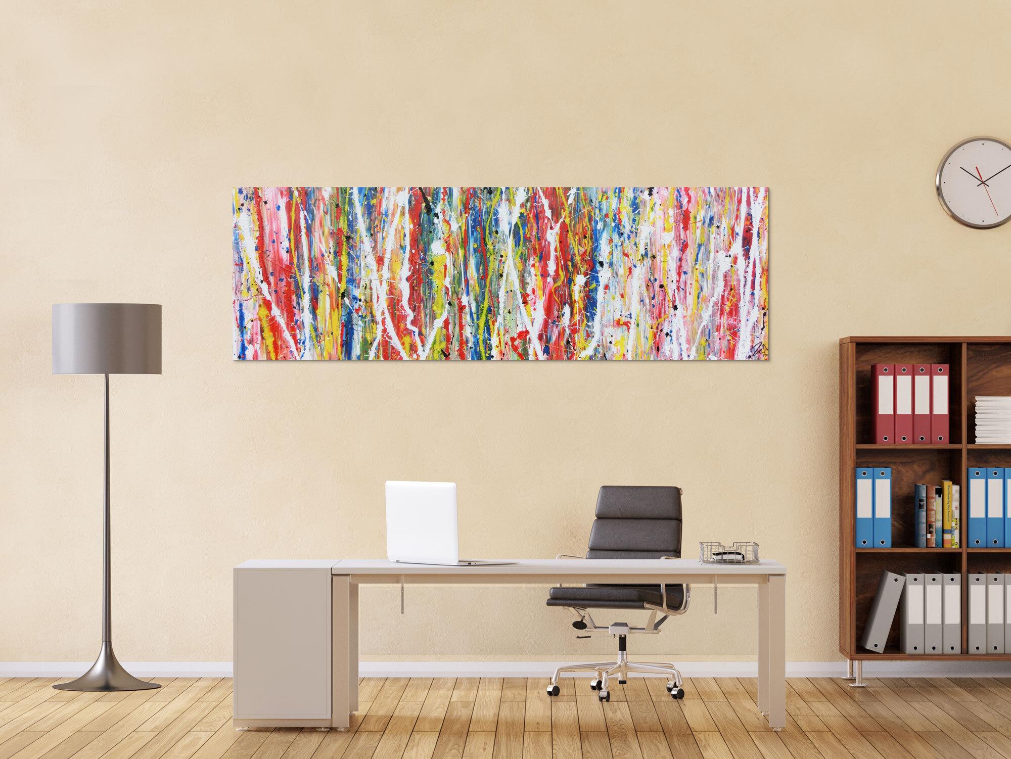 Buntes abstraktes Acrylgemälde modern mit vielen Faben