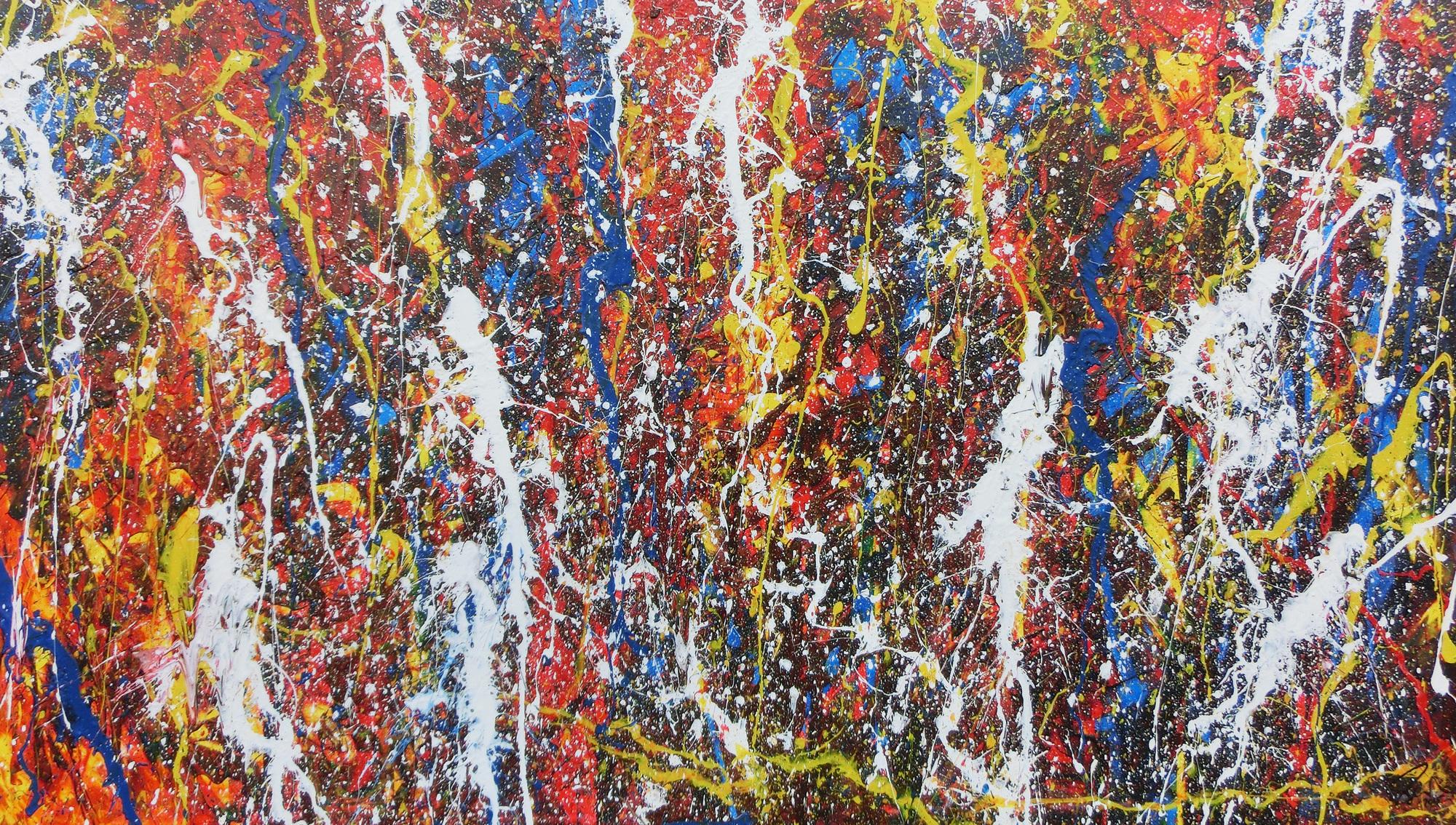 Abstraktes Acrylbild im Großformat modern und bunt