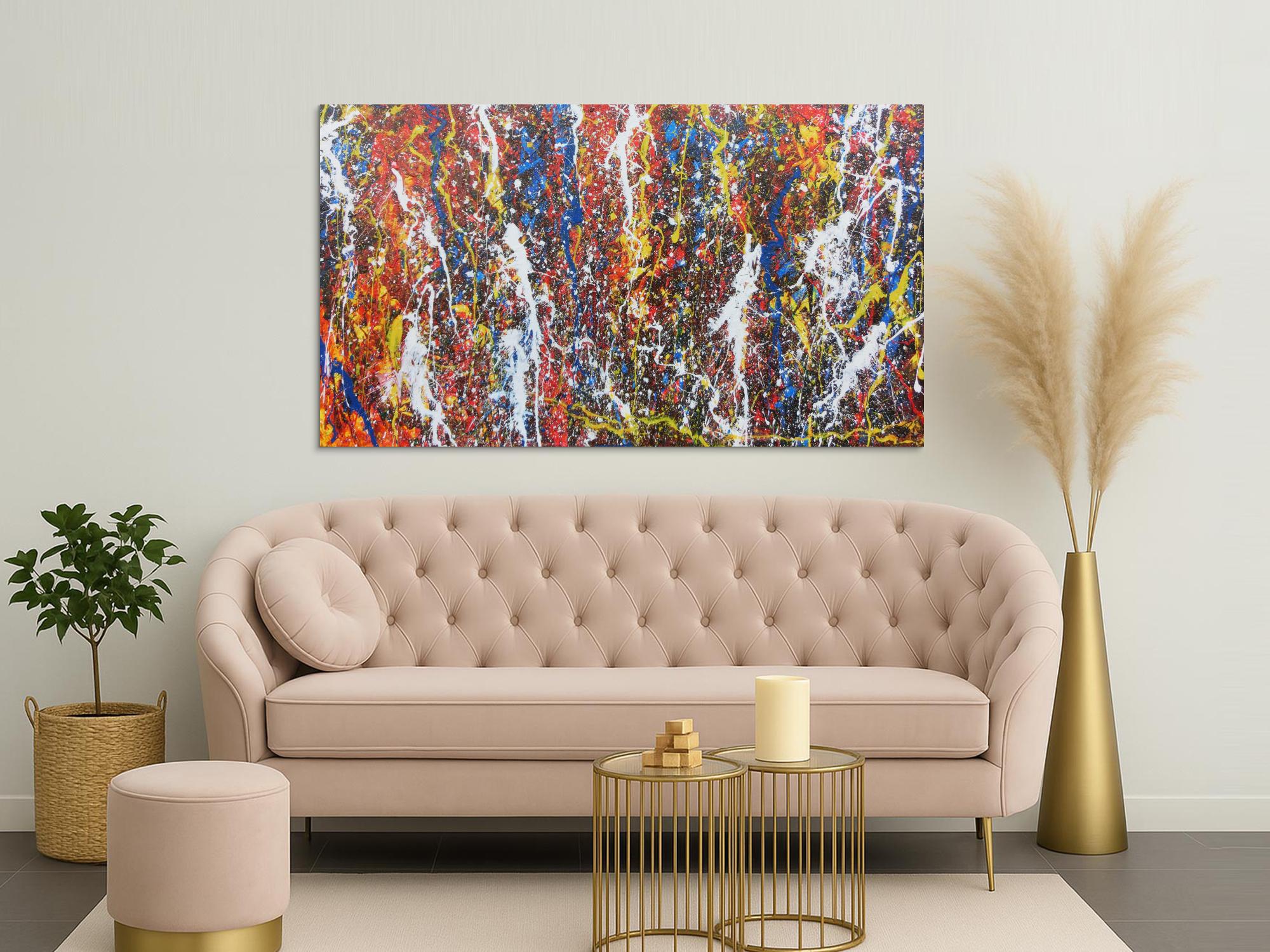 Abstraktes Acrylbild im Großformat modern und bunt