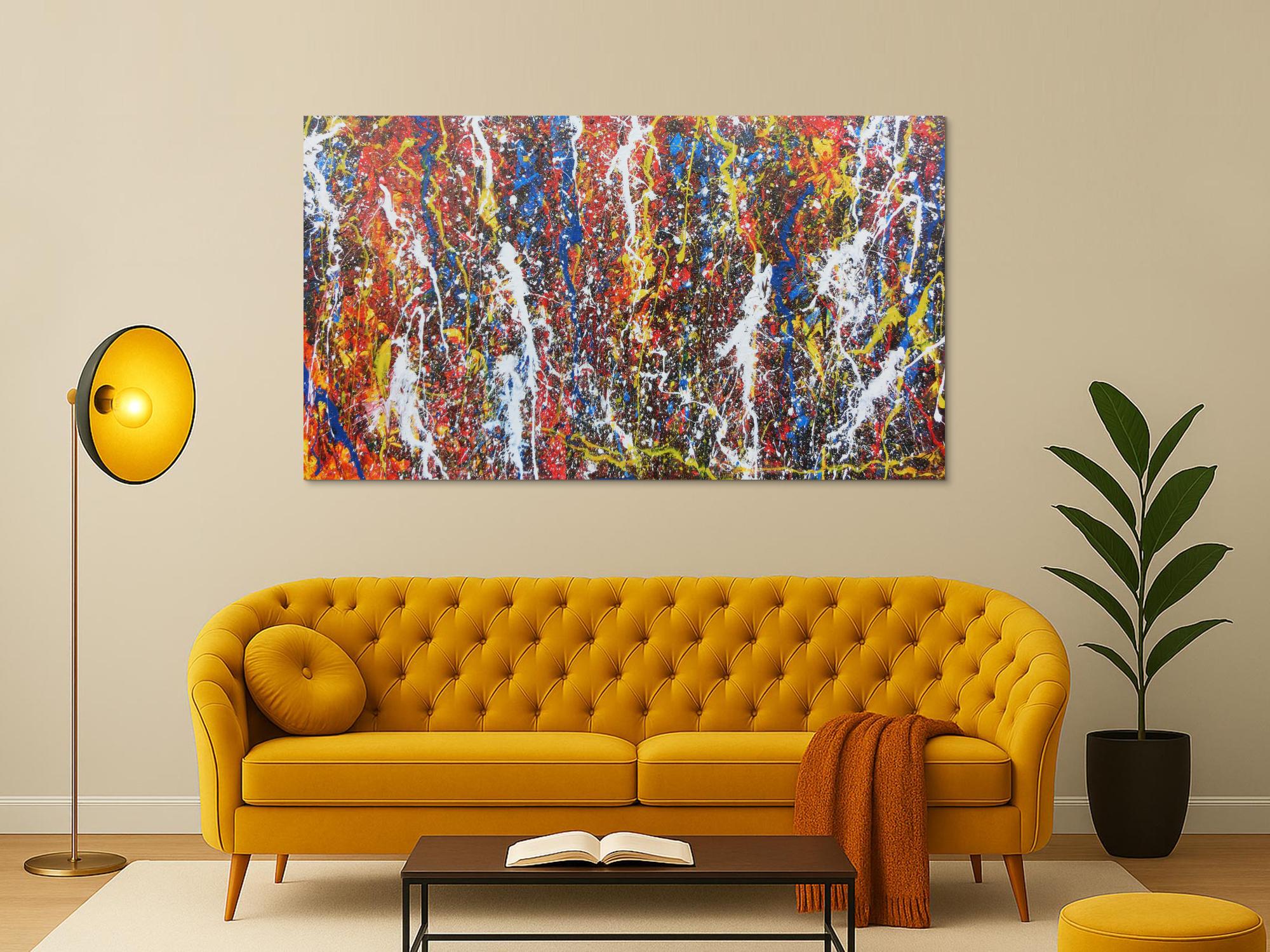 Abstraktes Acrylbild im Großformat modern und bunt