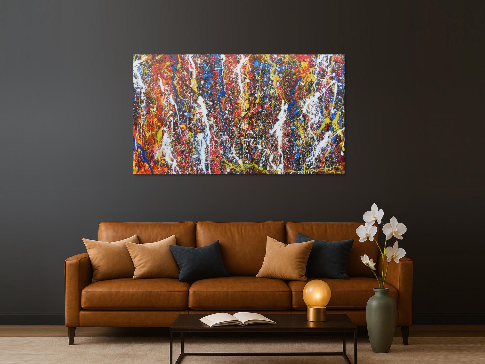 Abstraktes Acrylbild im Großformat modern und bunt