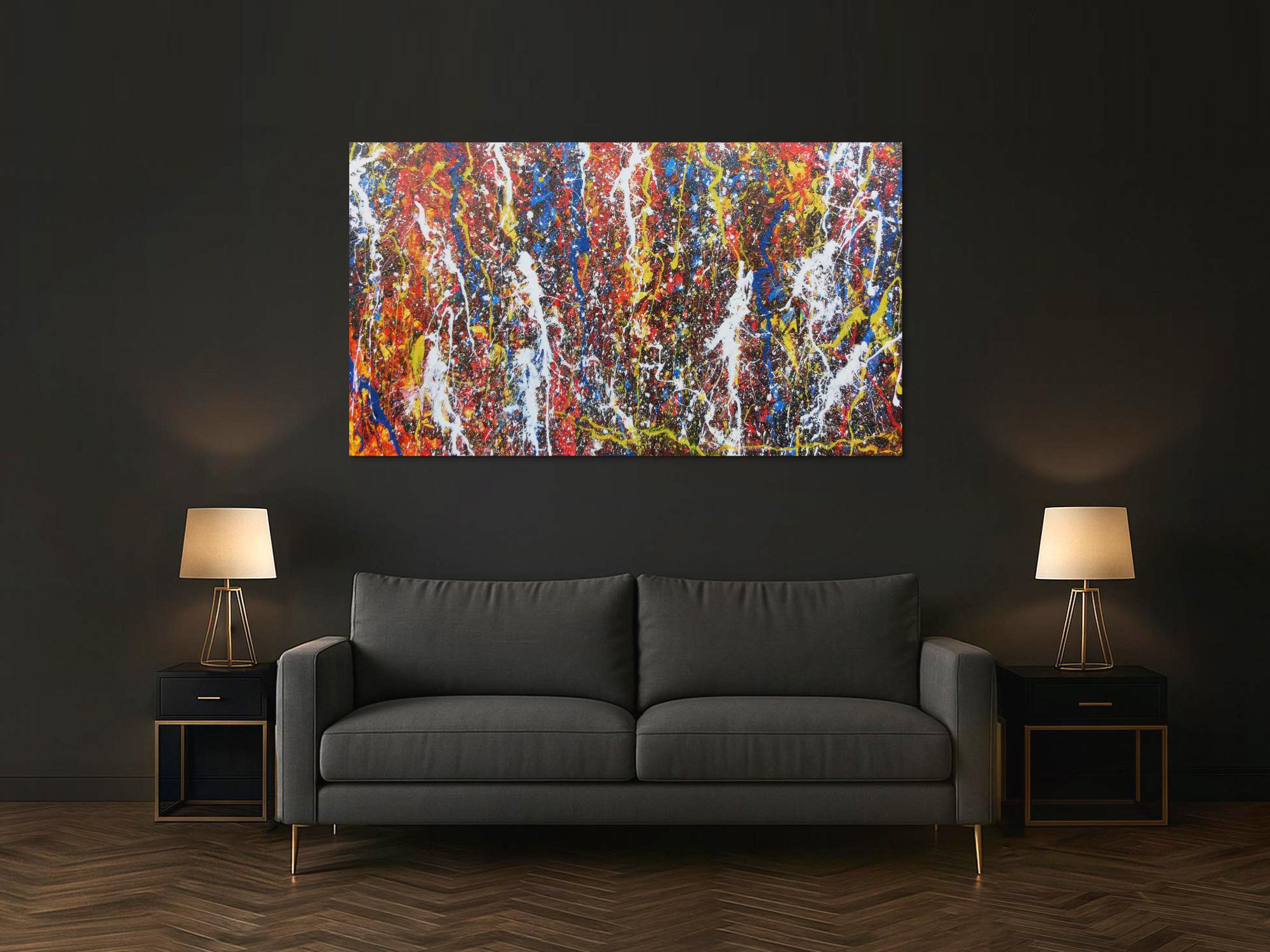 Abstraktes Acrylbild im Großformat modern und bunt