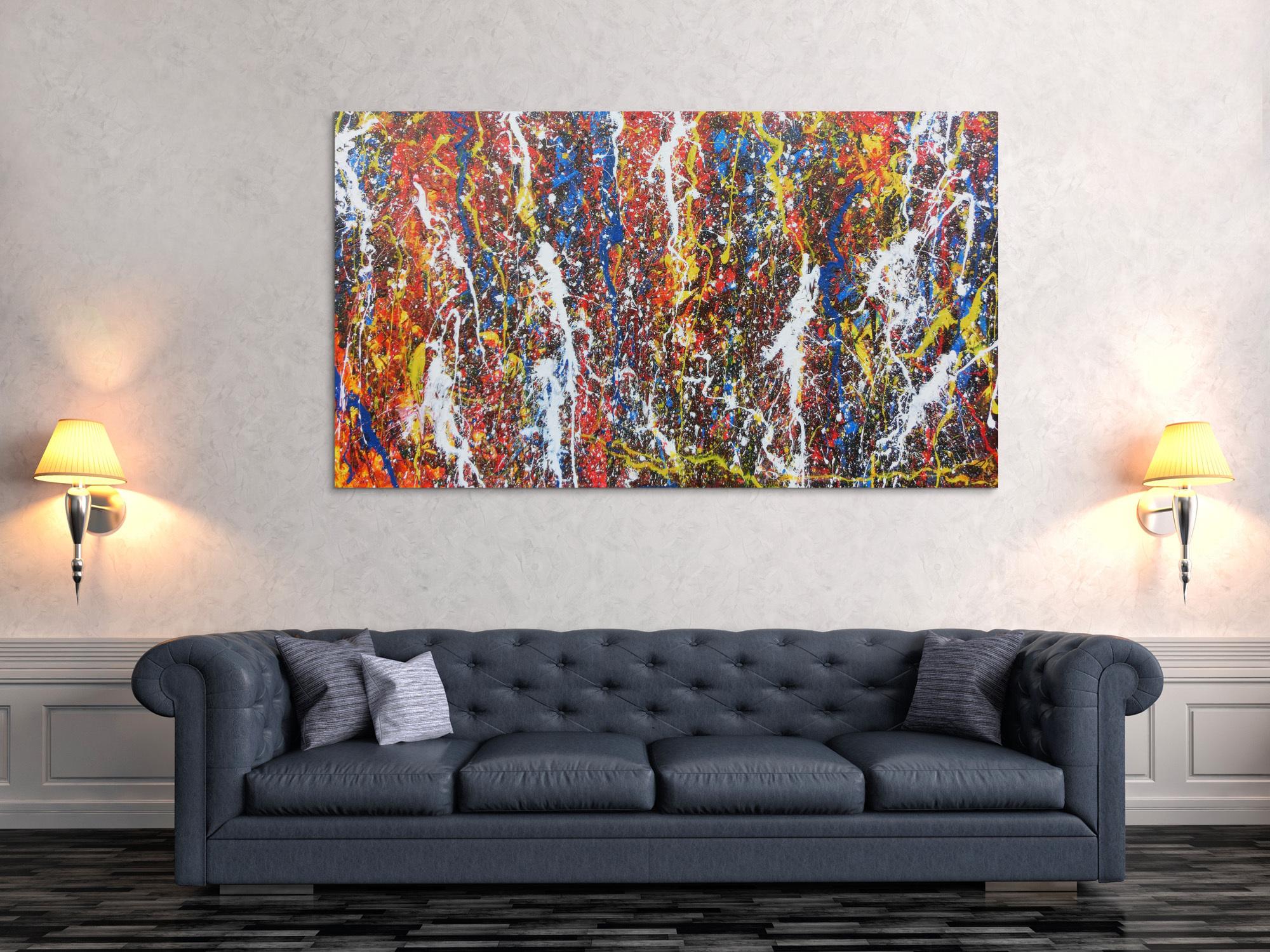 Abstraktes Acrylbild im Großformat modern und bunt