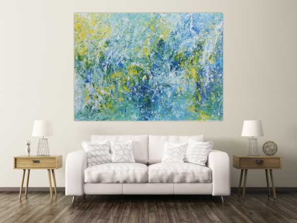 Abstraktes Acrylbild in türkis und hellblau sehr modern